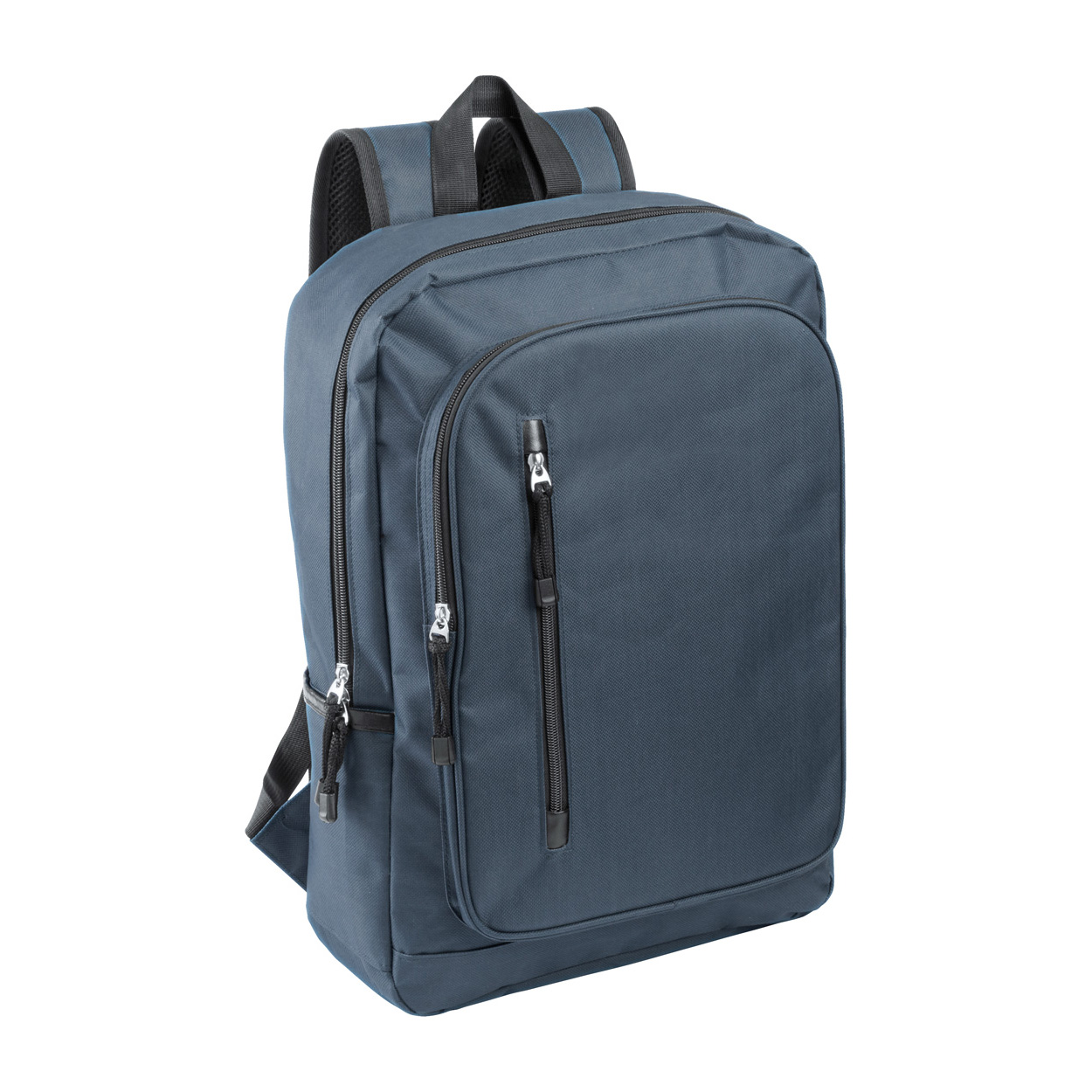 Zaino con scomparti multipli con zip, tasca imbottita per computer portatile (15") e cinghie regolabili — gadget promozionale personalizzabile con il tuo logo