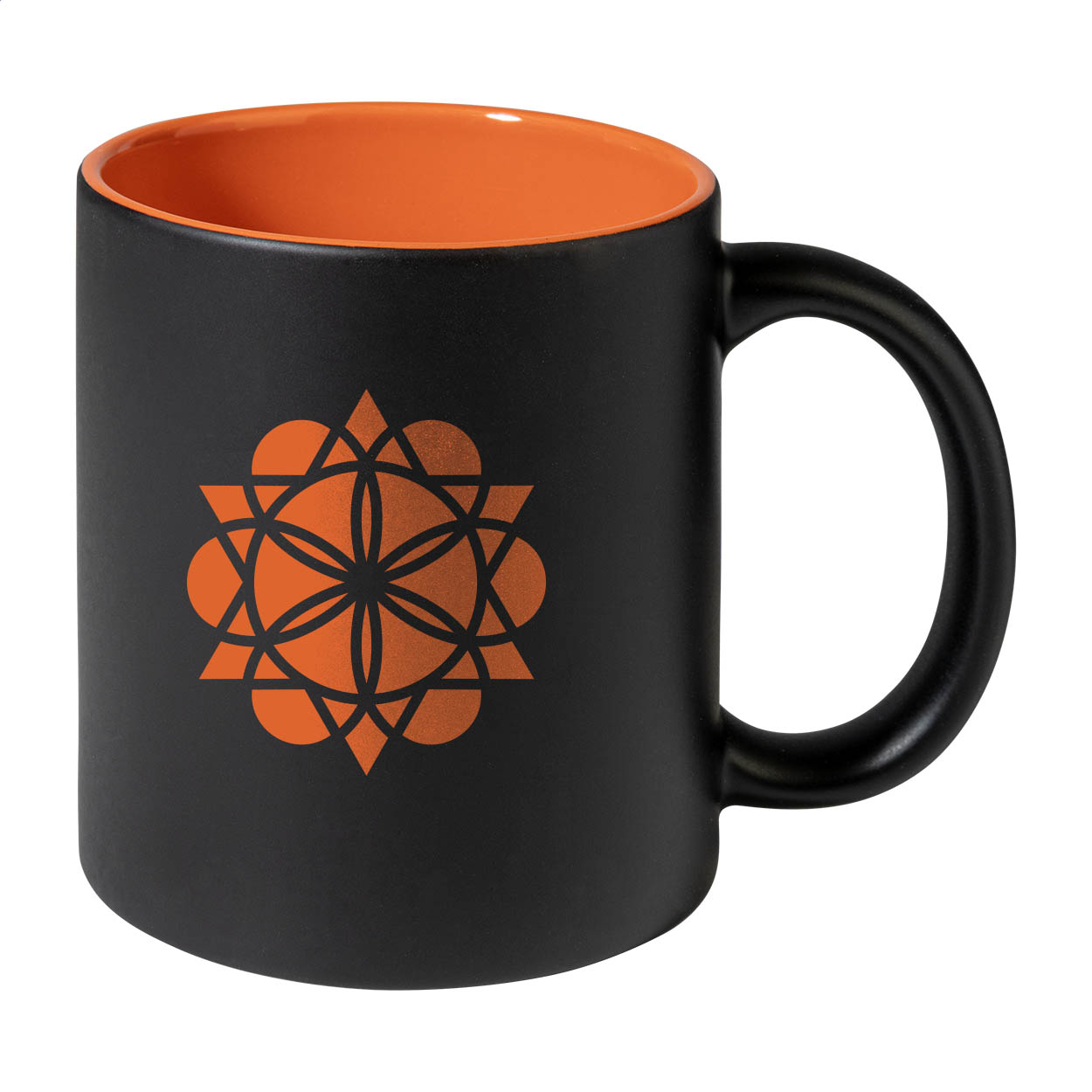Tazza mug in ceramica nera da 350 ml — gadget promozionale personalizzabile con il tuo logo