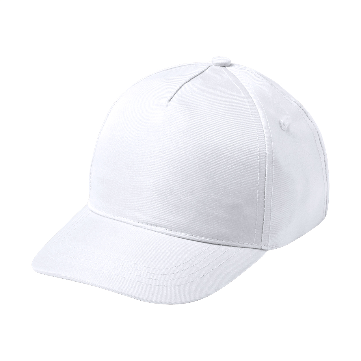 Cappellino baseball bambino con 5 pannelli in poliestere e microfibra con chiusura in velcro — gadget promozionale personalizzabile con il tuo logo