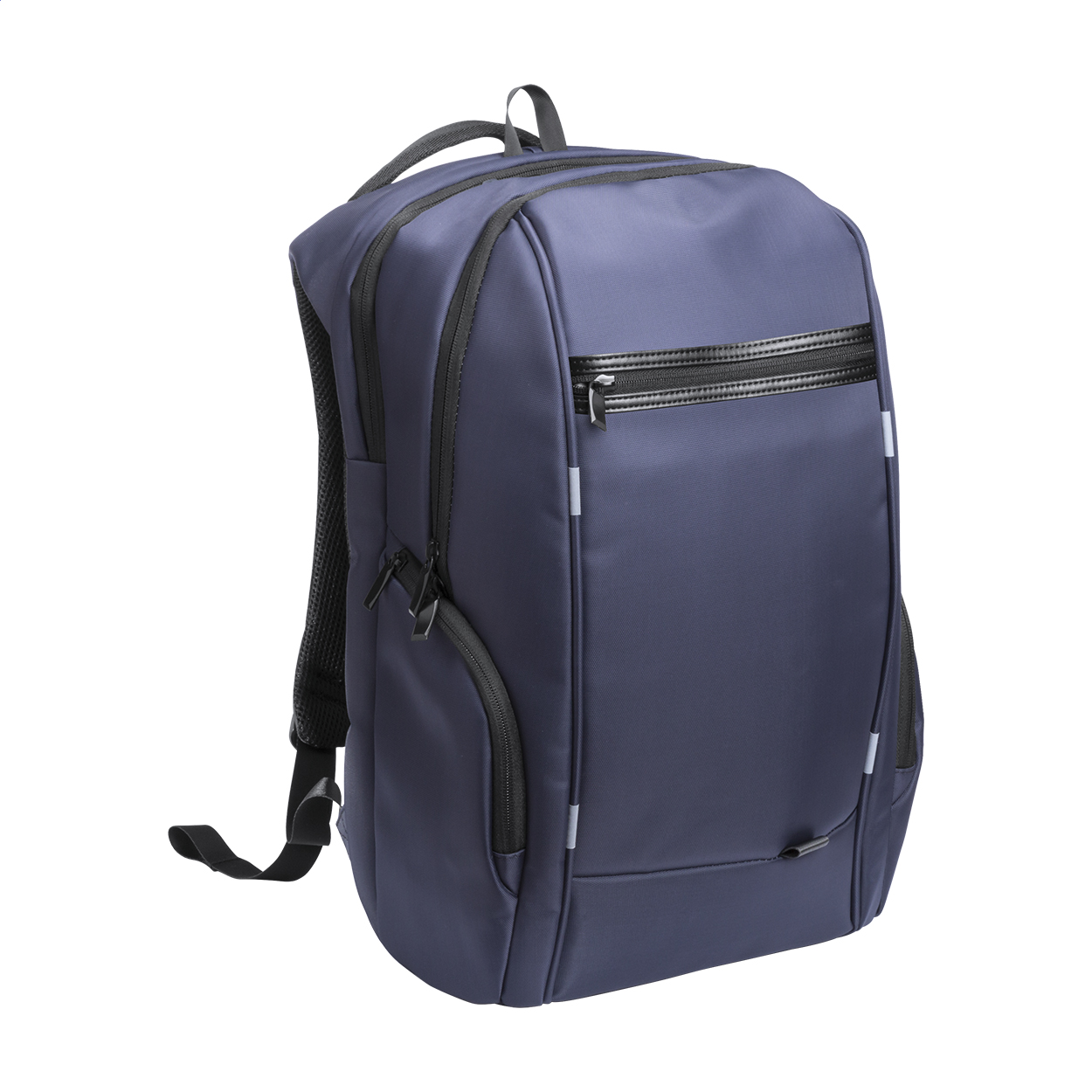 Zaino impermeabile in nylon con scomparti multipli e chiusura zip, tasca anti taccheggio, scomparto imbottito per computer (15"), schienale e spallacci — gadget promozionale personalizzabile con il tuo logo