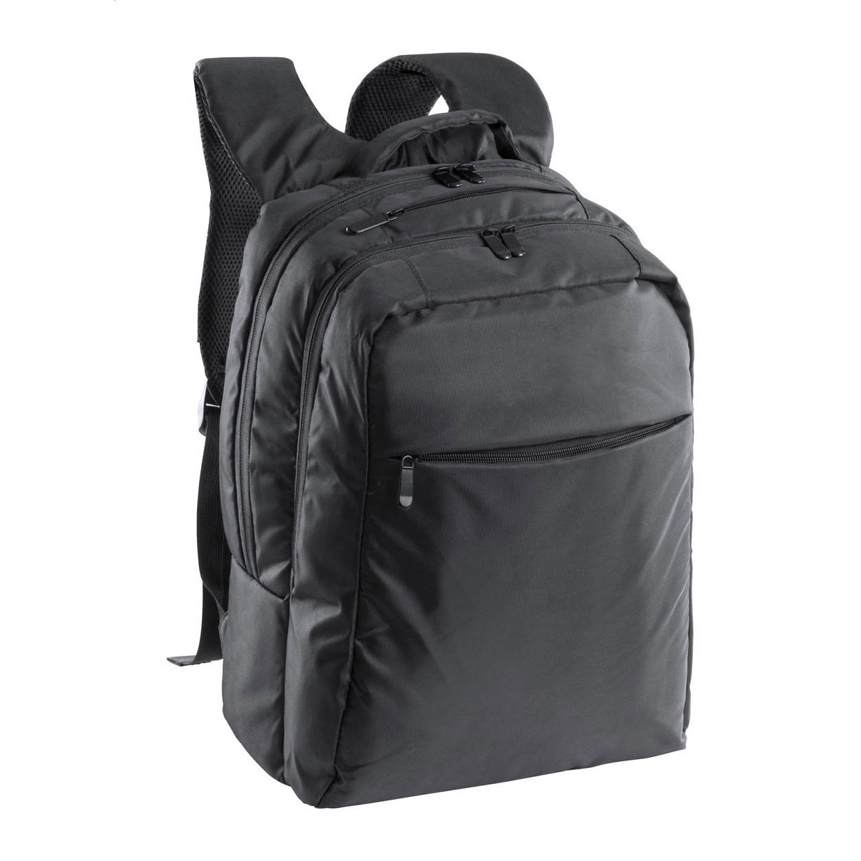 Zaino con multipli scomparti e chiusura a cerniera, spallacci imbottiti, schienale e scomparti per computer portatile (15") — gadget promozionale personalizzabile con il tuo logo