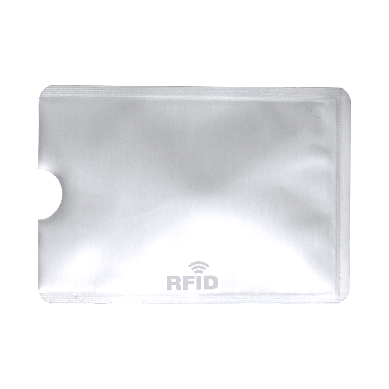 Porta carte di credito in alluminio con 1 scomparto e protezione RFID — gadget promozionale personalizzabile con il tuo logo