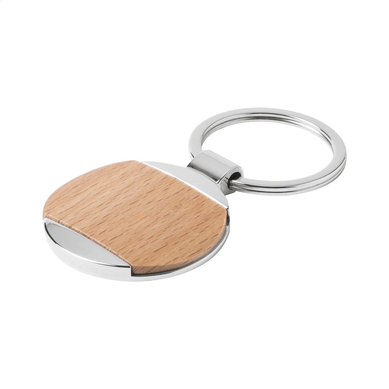 Portachiavi in legno e metallo — gadget promozionale personalizzabile con il tuo logo