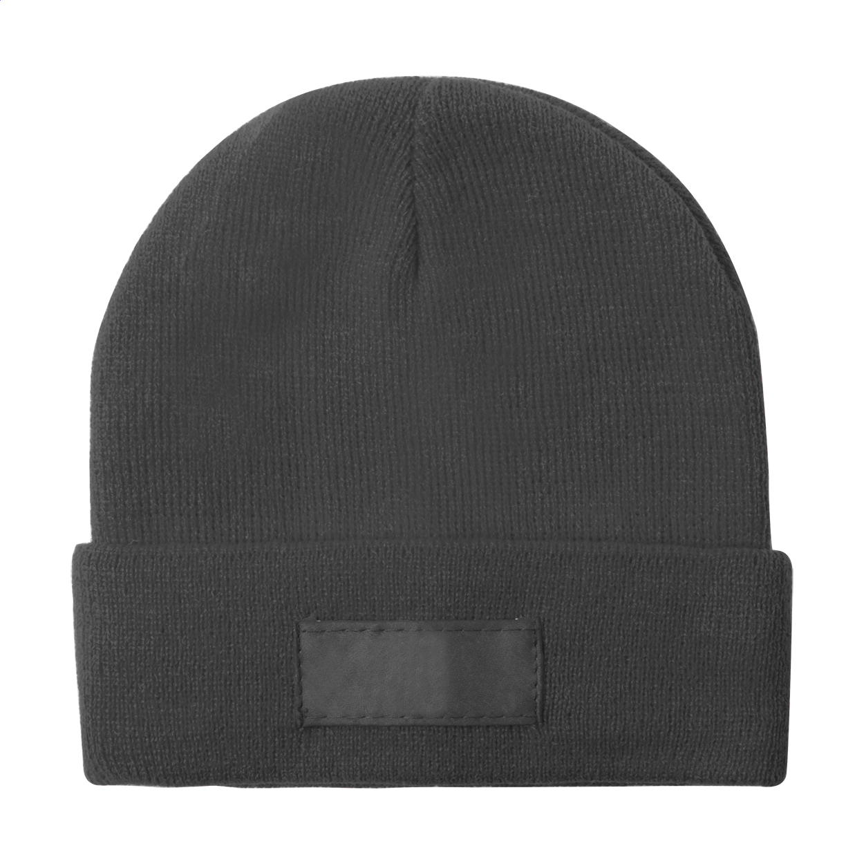 Cappello invernale in acrilico con patch — gadget promozionale personalizzabile con il tuo logo