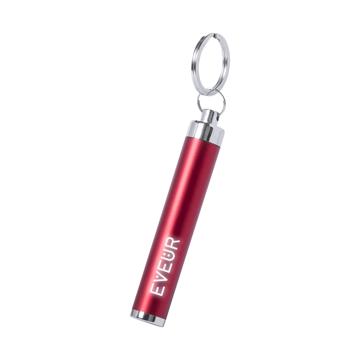Torcia in plastica con 1 LED e portachiavi in metallo — gadget promozionale personalizzabile con il tuo logo