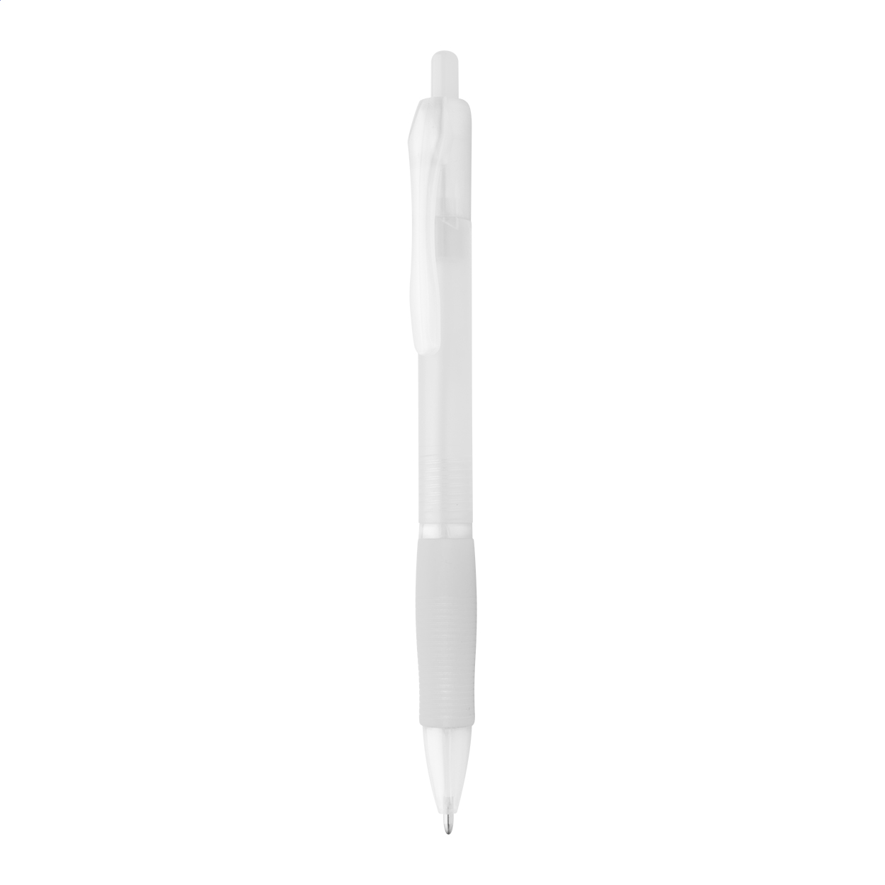 Penna a sfera in plastica con impugnatura gommata — gadget promozionale personalizzabile con il tuo logo