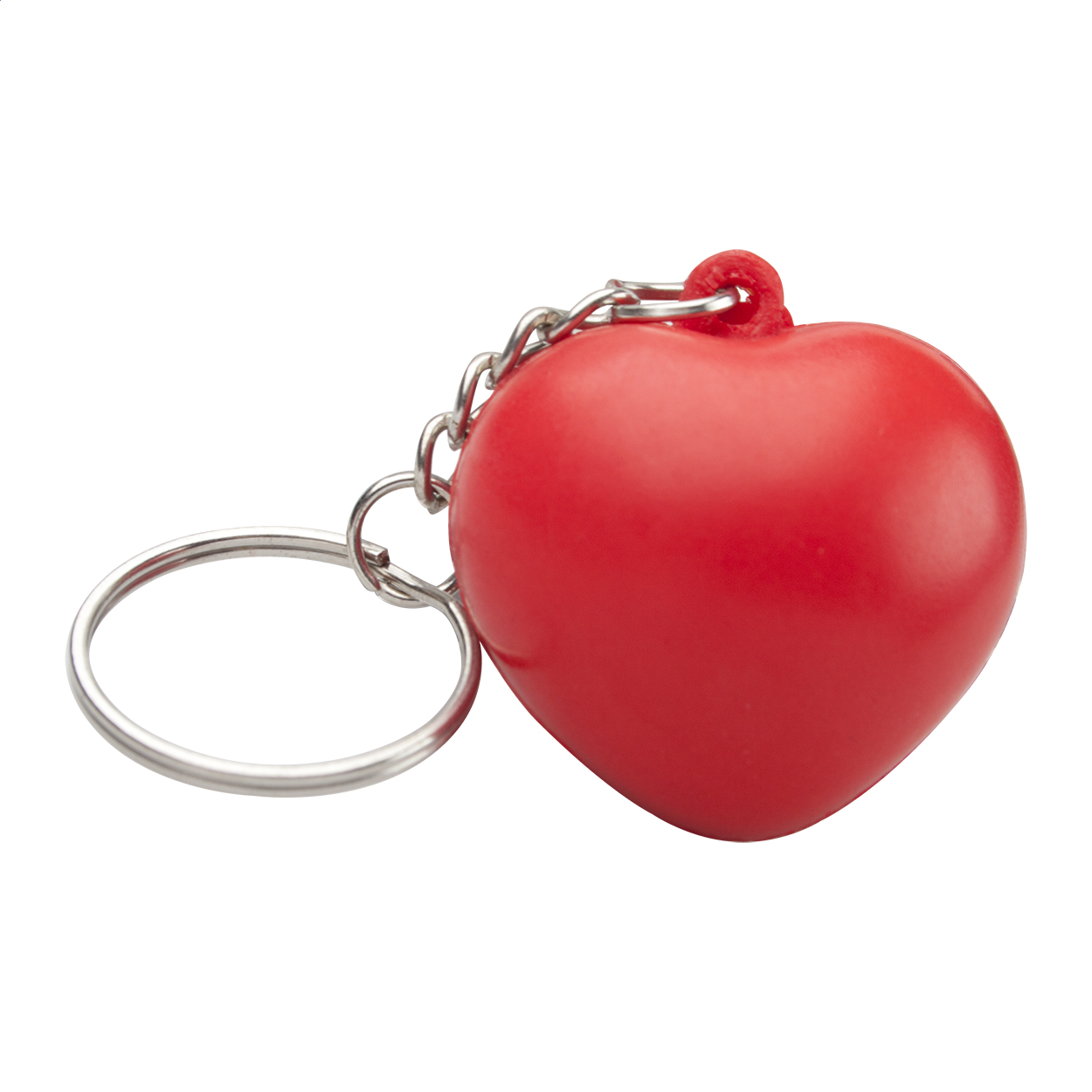 Portachiavi antistress in metallo a forma di cuore — gadget promozionale personalizzabile con il tuo logo
