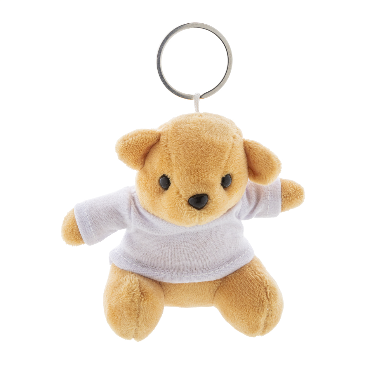 Portachiavi con orsetto in peluche e maglietta stampabile — gadget promozionale personalizzabile con il tuo logo