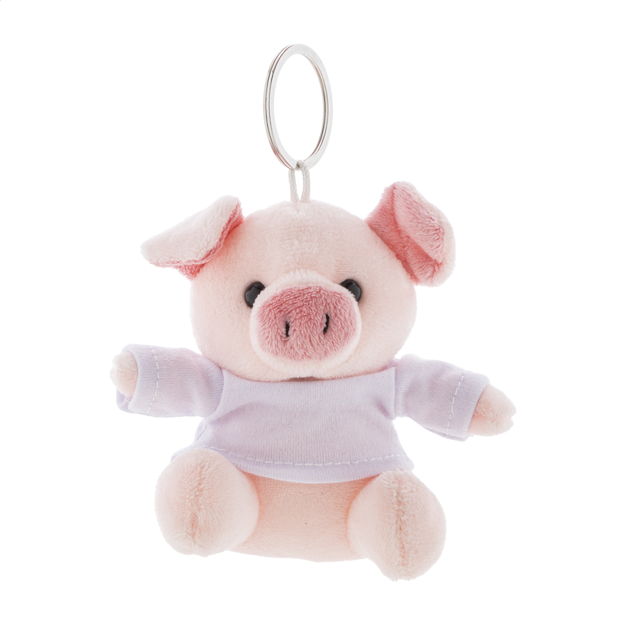 Portachiavi con maialino in peluche e maglietta stampabile — gadget promozionale personalizzabile con il tuo logo