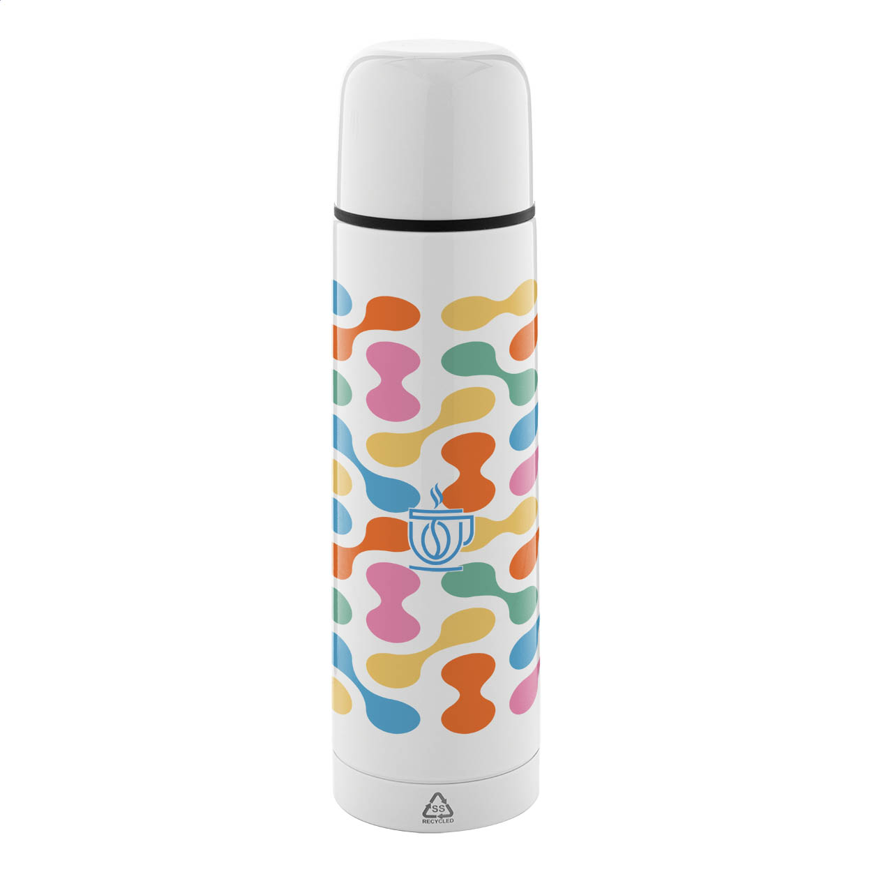 Thermos in acciaio inox riciclato da 500ml — gadget promozionale personalizzabile con il tuo logo