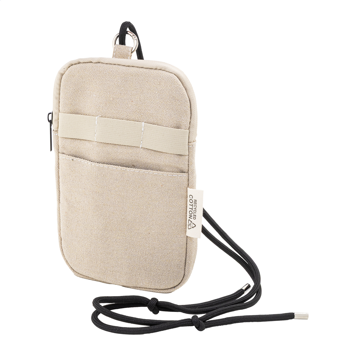 borsa portacellulare a tracolla in canvas riciclato — gadget promozionale personalizzabile con il tuo logo