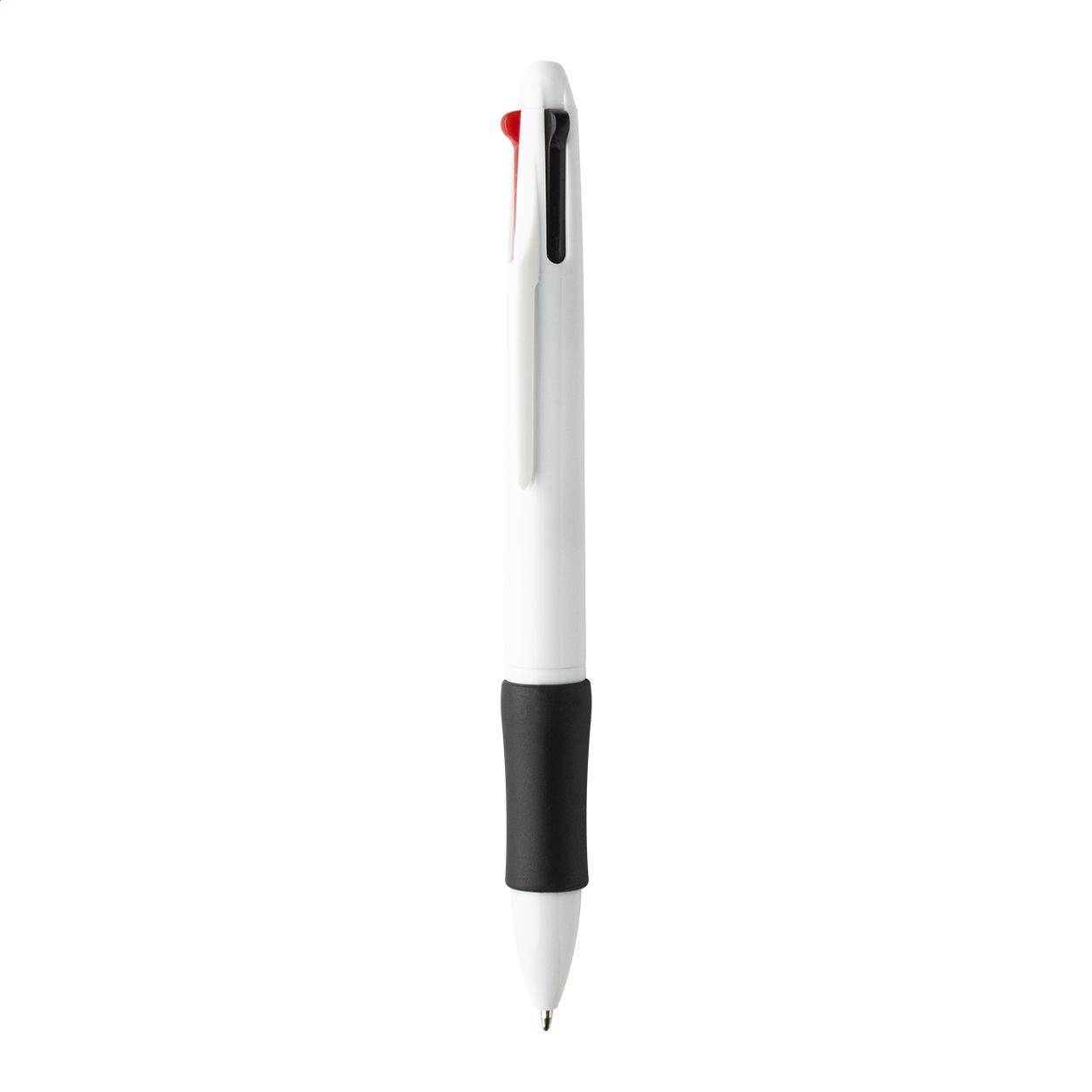 Penna a sfera multicolore in ABS riciclato con impugnatura in gomma — gadget promozionale personalizzabile con il tuo logo
