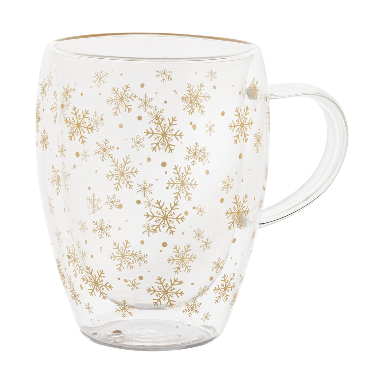 Mug natalizio in vetro borosilicato — gadget promozionale personalizzabile con il tuo logo