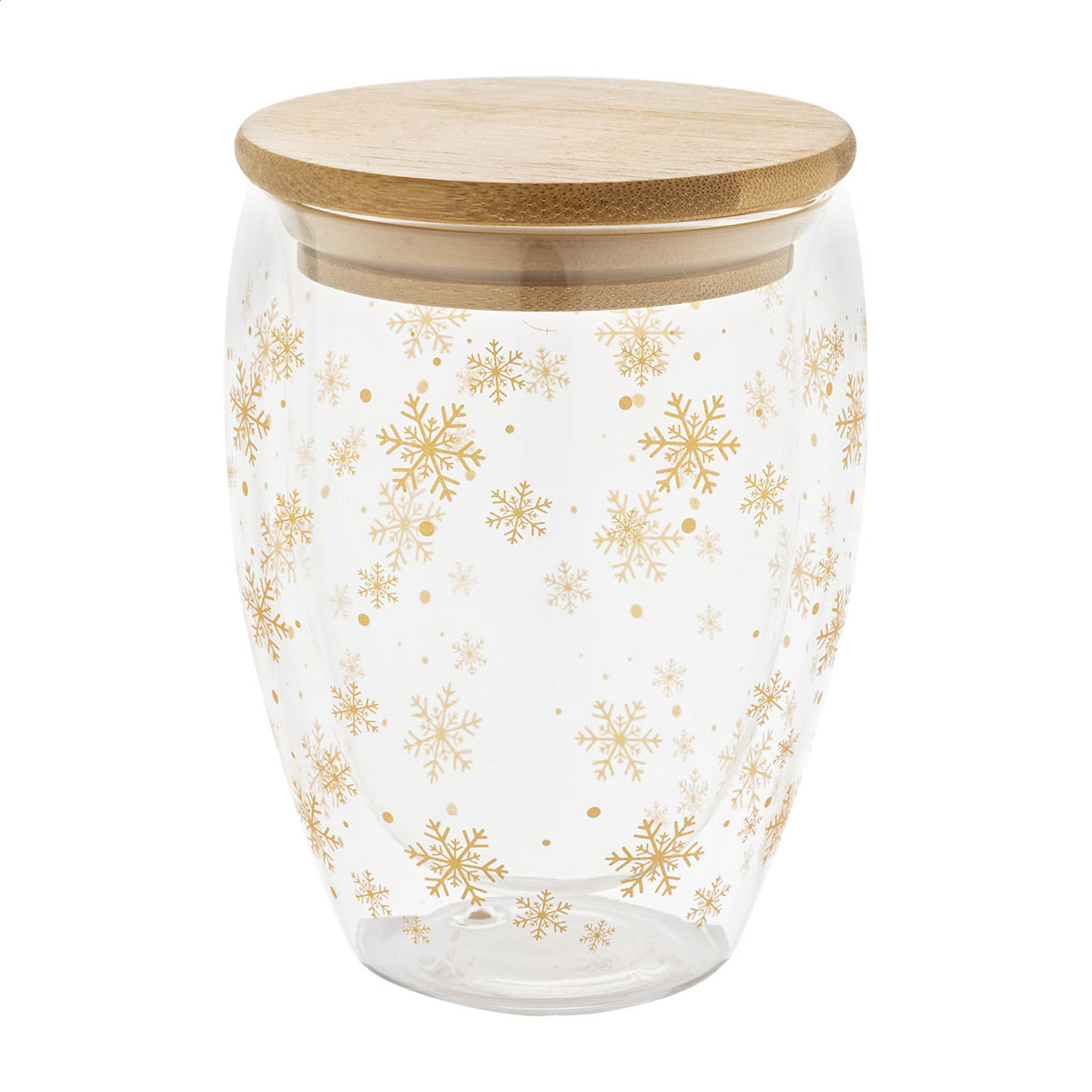 Barattolo natalizio in vetro borosilicato — gadget promozionale personalizzabile con il tuo logo