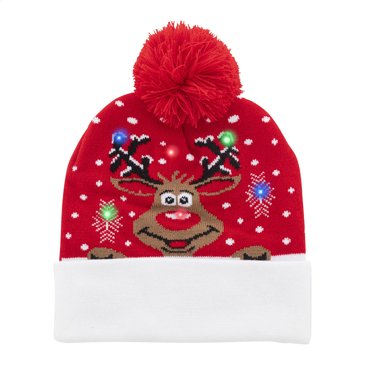 Cappello invernale a LED natalizio, renna — gadget promozionale personalizzabile con il tuo logo