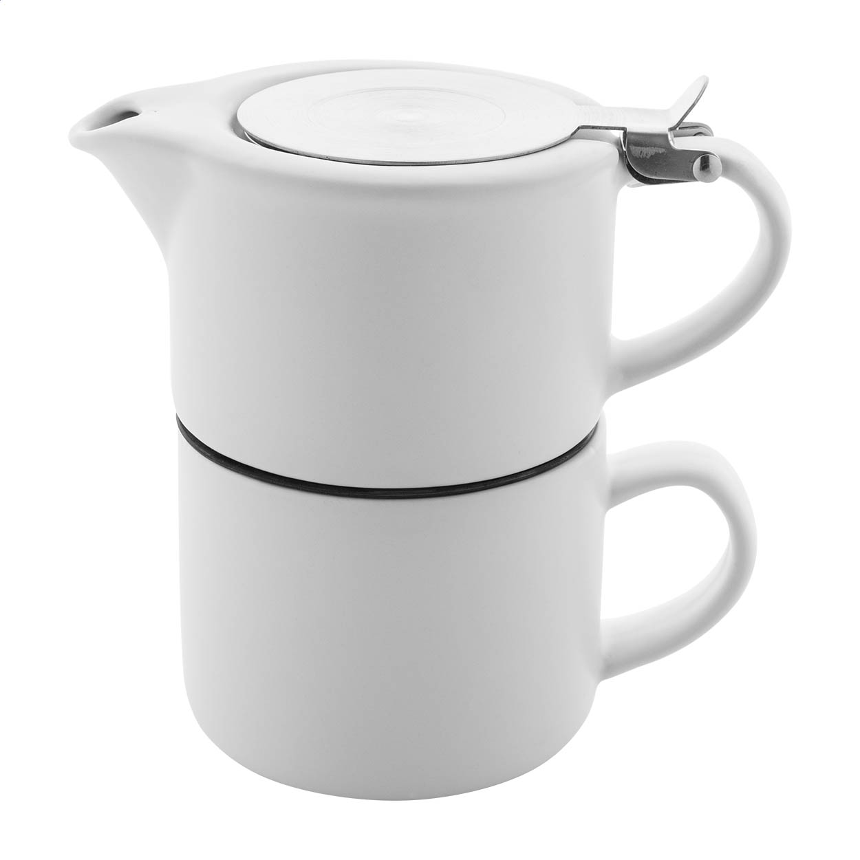 Set da tè in ceramica di alta qualità con finitura opaca — gadget promozionale personalizzabile con il tuo logo