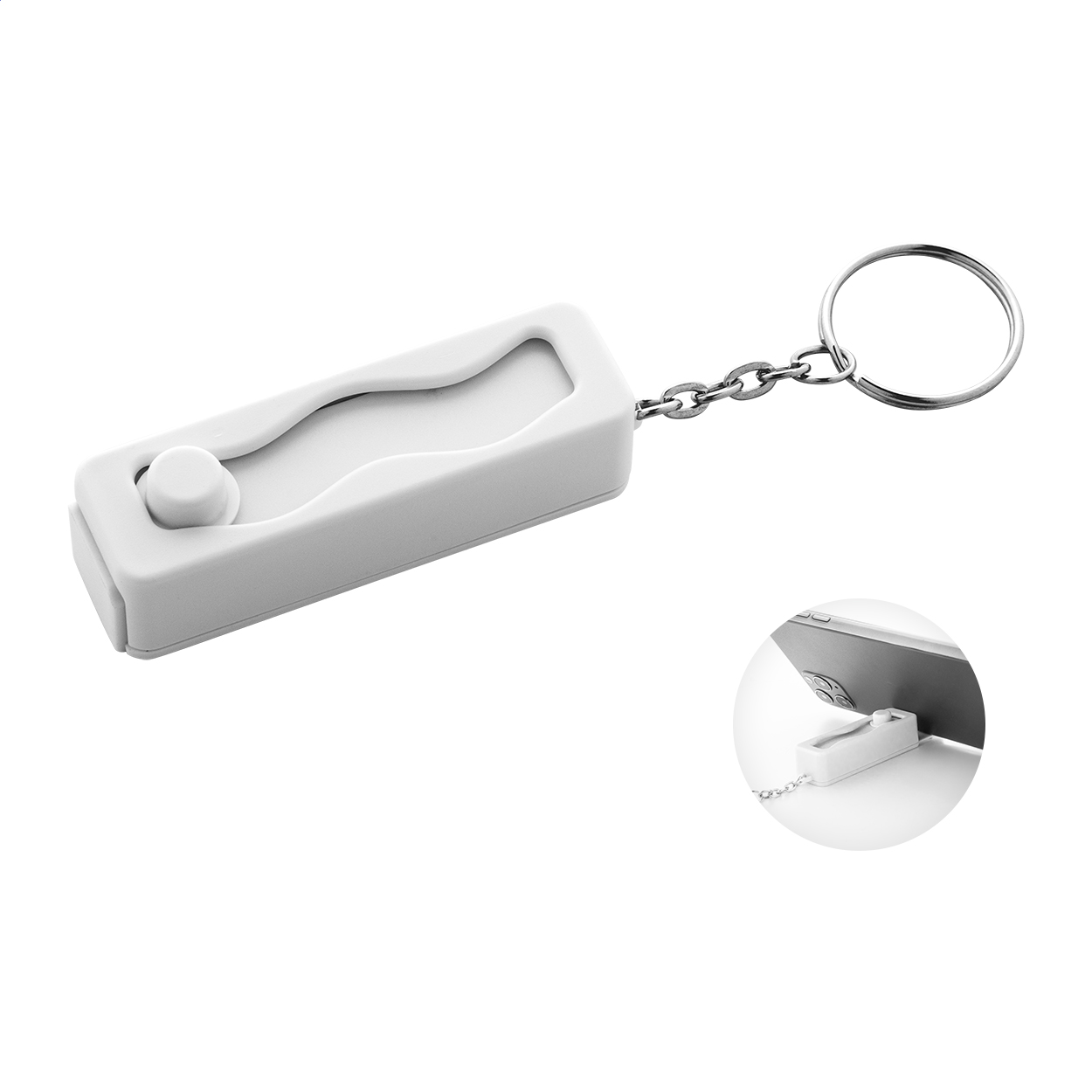 Portachiavi con antistress in RABS — gadget promozionale personalizzabile con il tuo logo