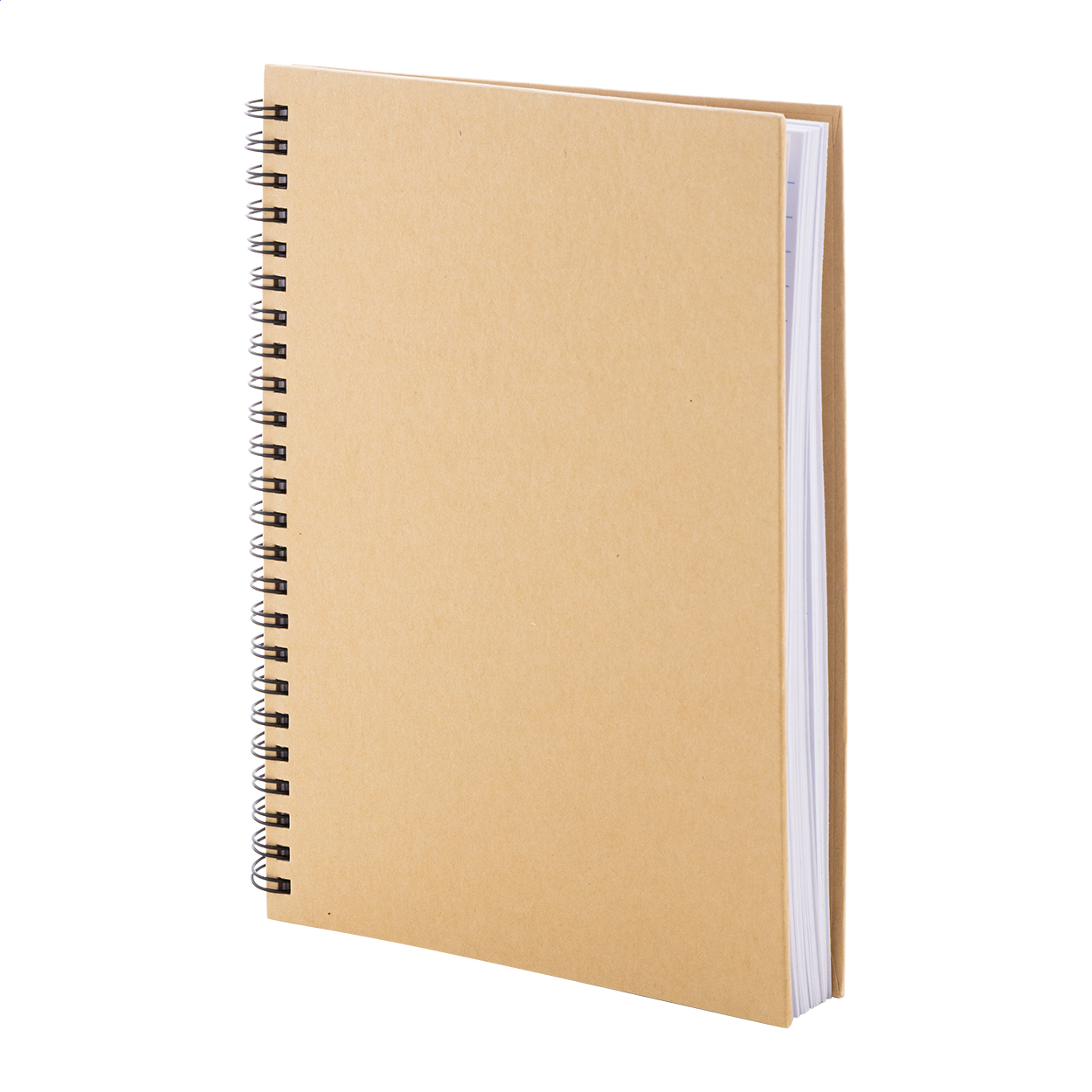 Quaderno a spirale formato A5 con copertina e 80 fogli a righe in carta riciclata — gadget promozionale personalizzabile con il tuo logo