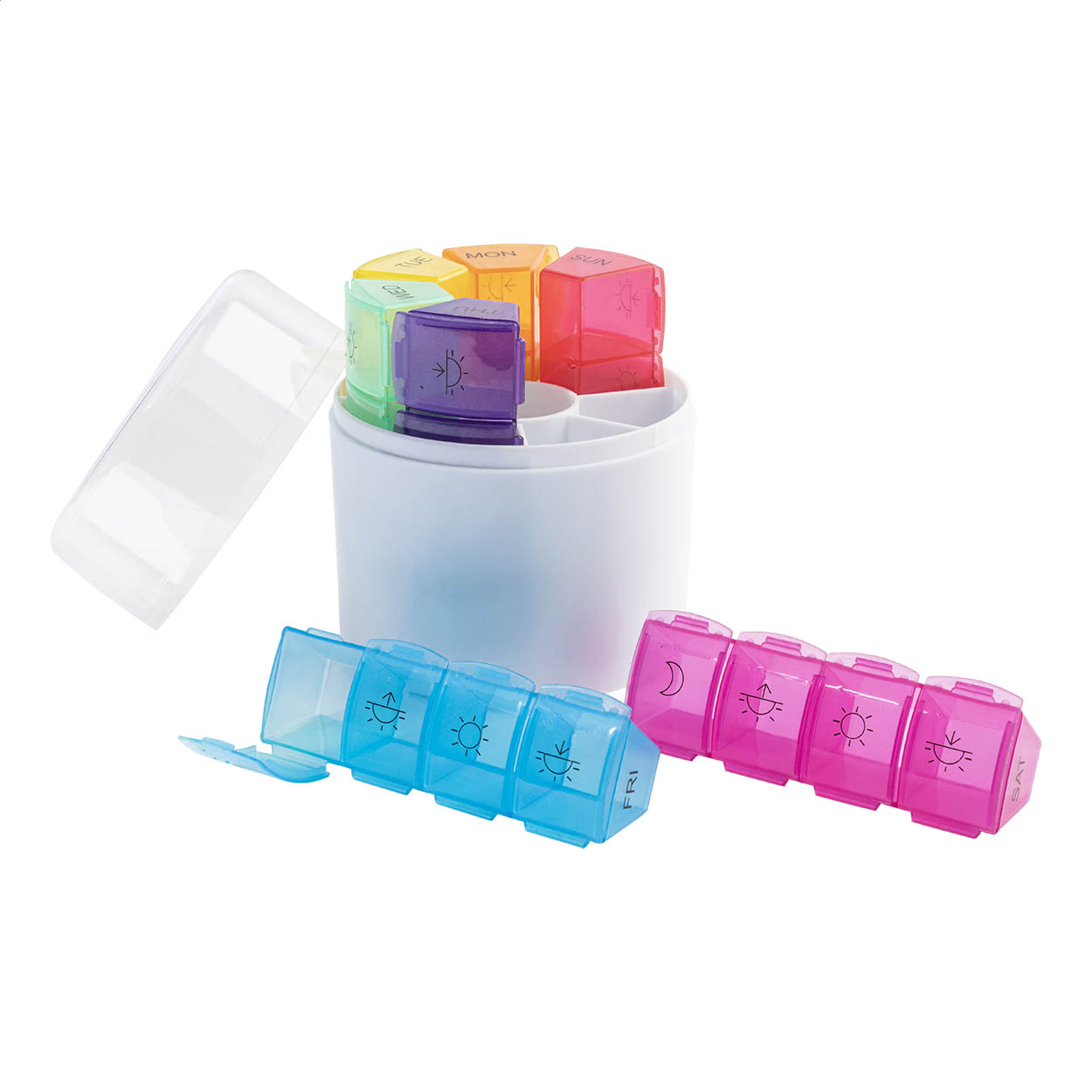 Set porta pillole in ABS riciclato — gadget promozionale personalizzabile con il tuo logo