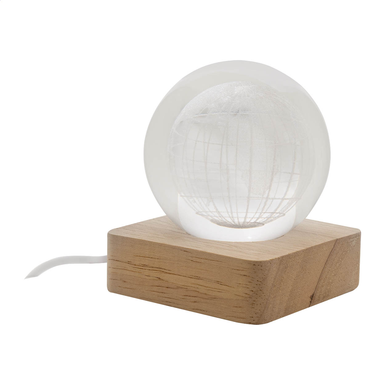 Sfera luminosa in vetro — gadget promozionale personalizzabile con il tuo logo