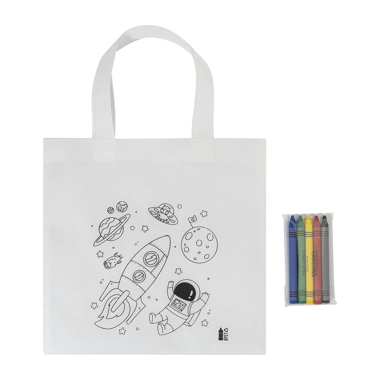 Borsa per la spesa da decorare in RPET — Bambini e giochi personalizzabile con il tuo logo