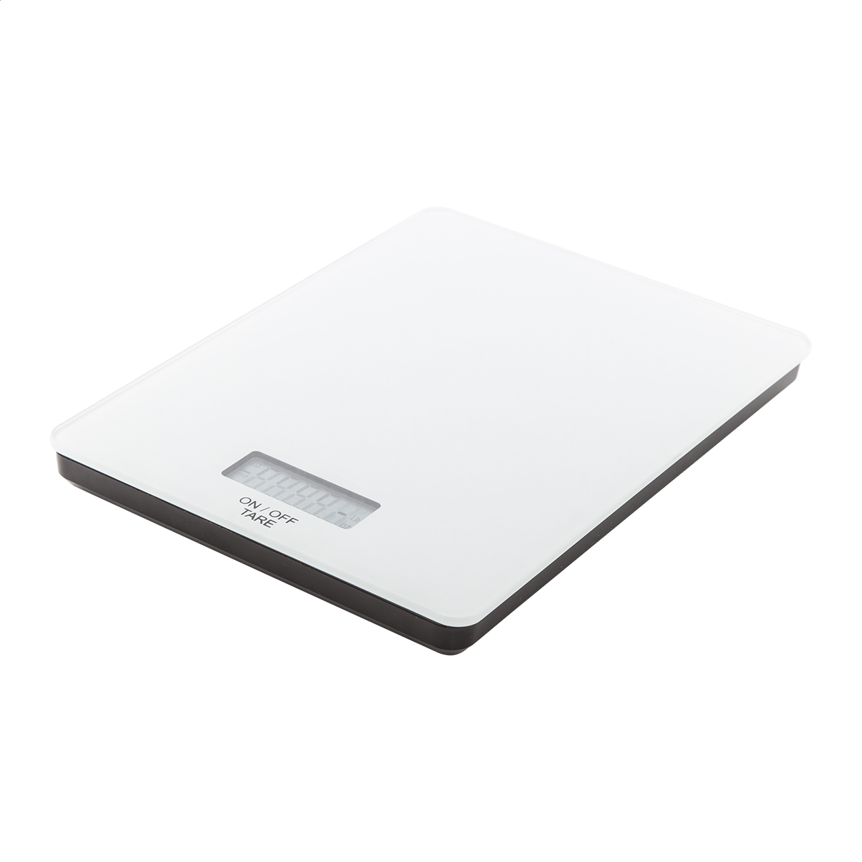 Bilancia da cucina digitale con piano in vetro temperato — gadget promozionale personalizzabile con il tuo logo