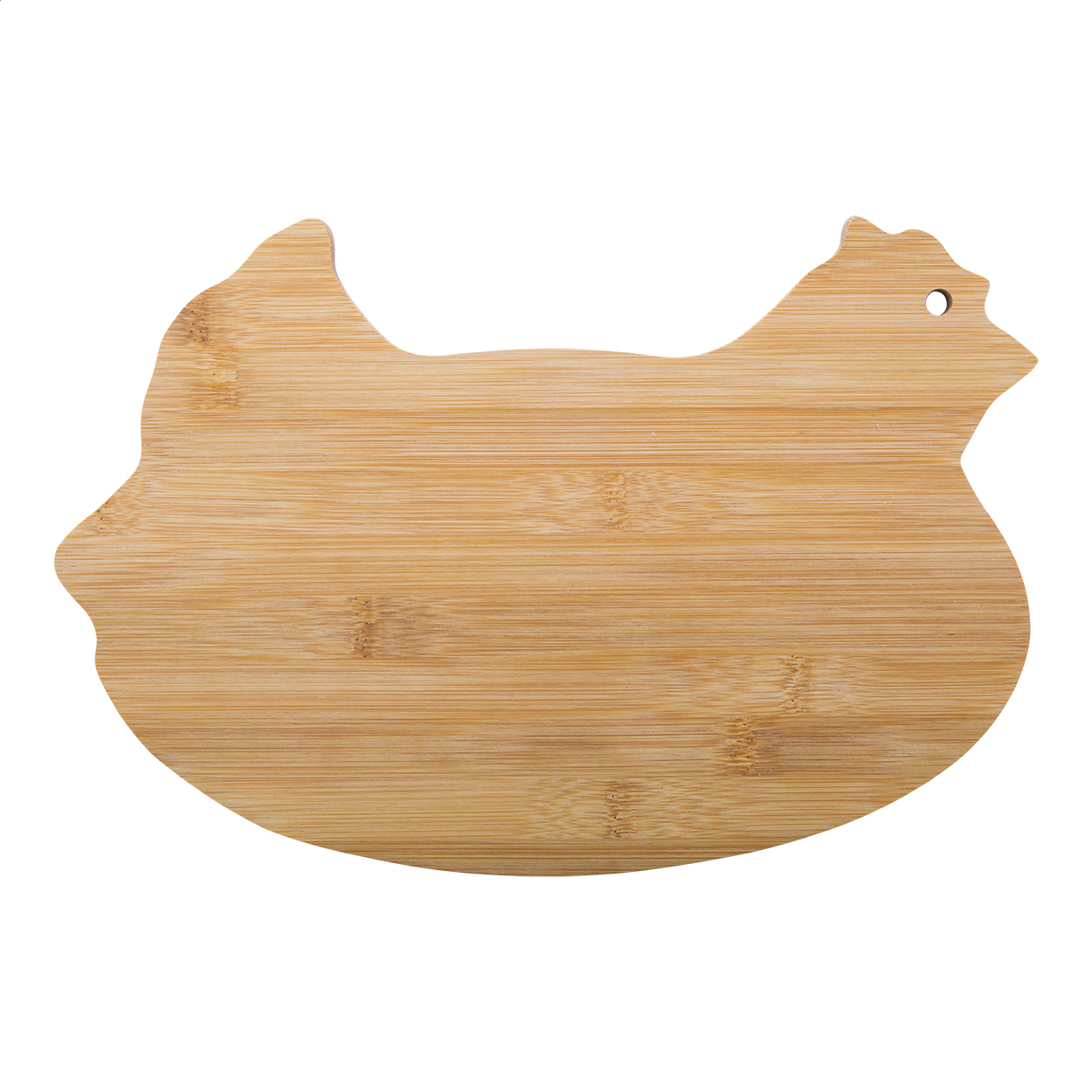 Tagliere in bambù a forma di pollo — gadget promozionale personalizzabile con il tuo logo