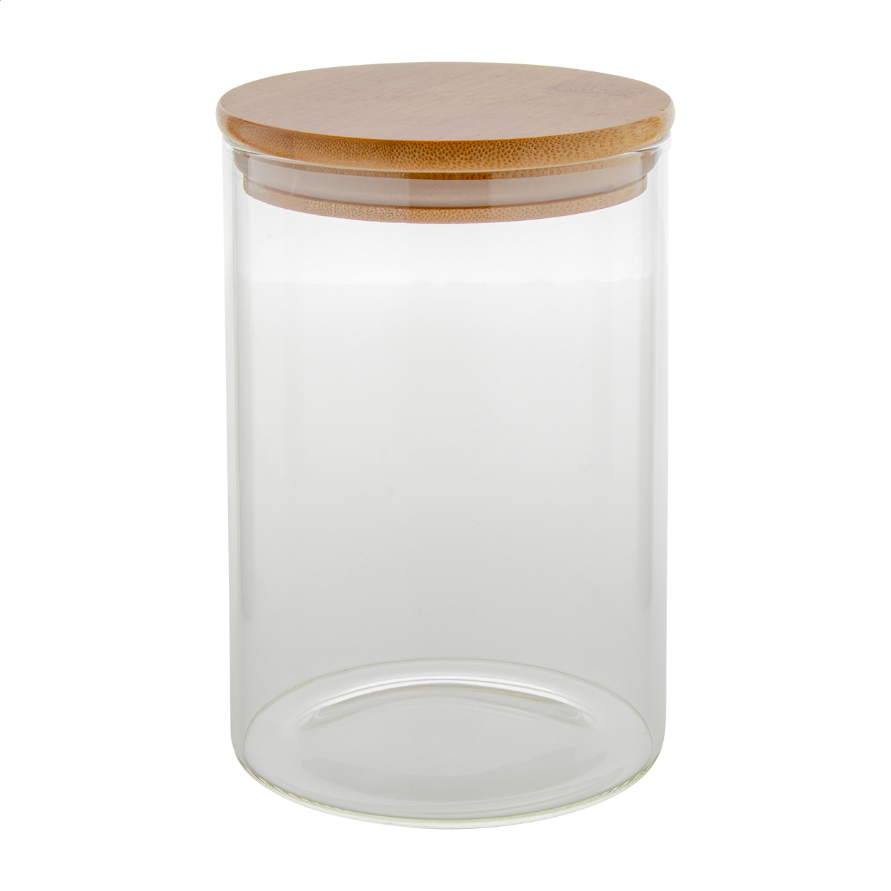Barattolo in vetro borosilicato con coperchio in bambù, 1000 ml — gadget promozionale personalizzabile con il tuo logo