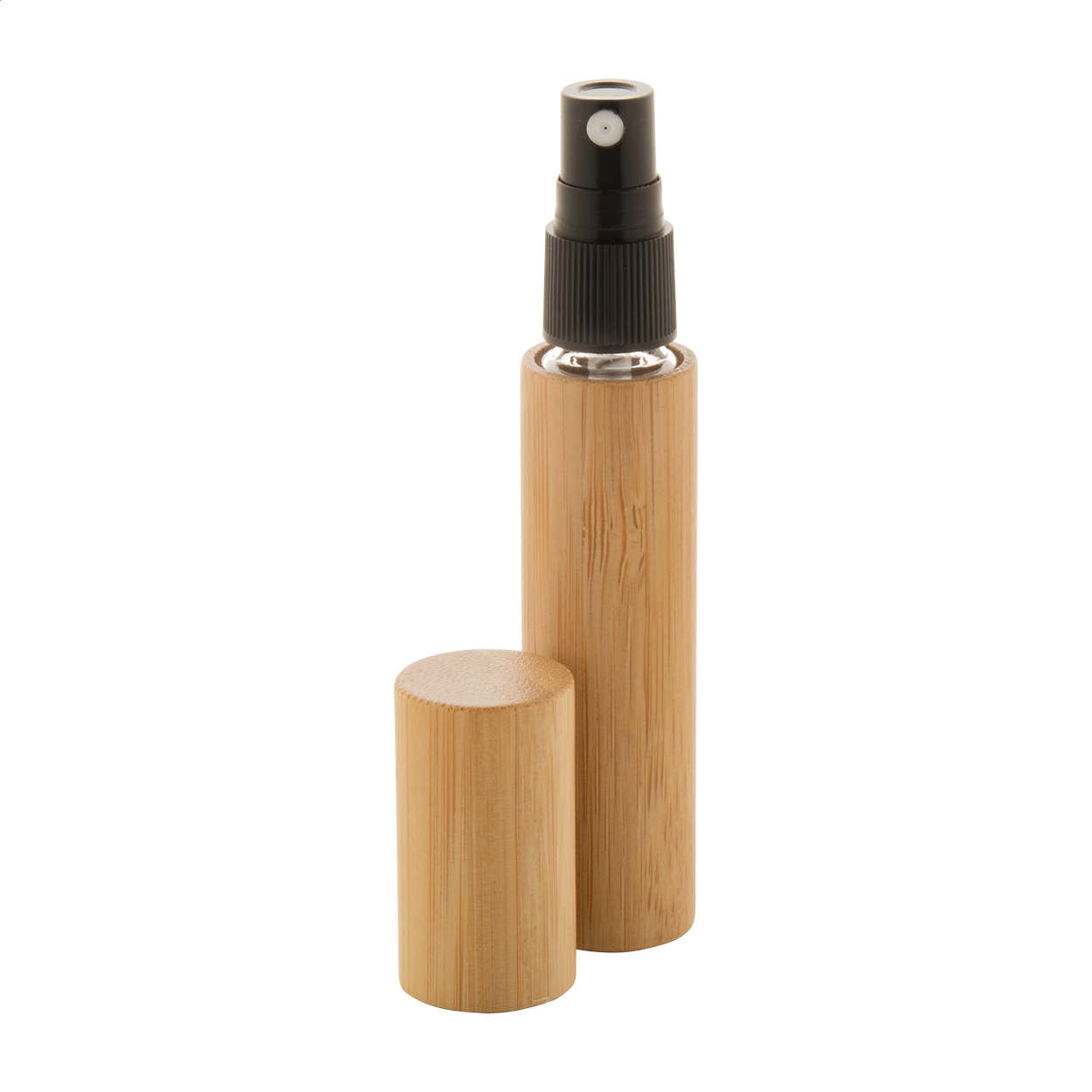 flacone di profumo in bambù — gadget promozionale personalizzabile con il tuo logo