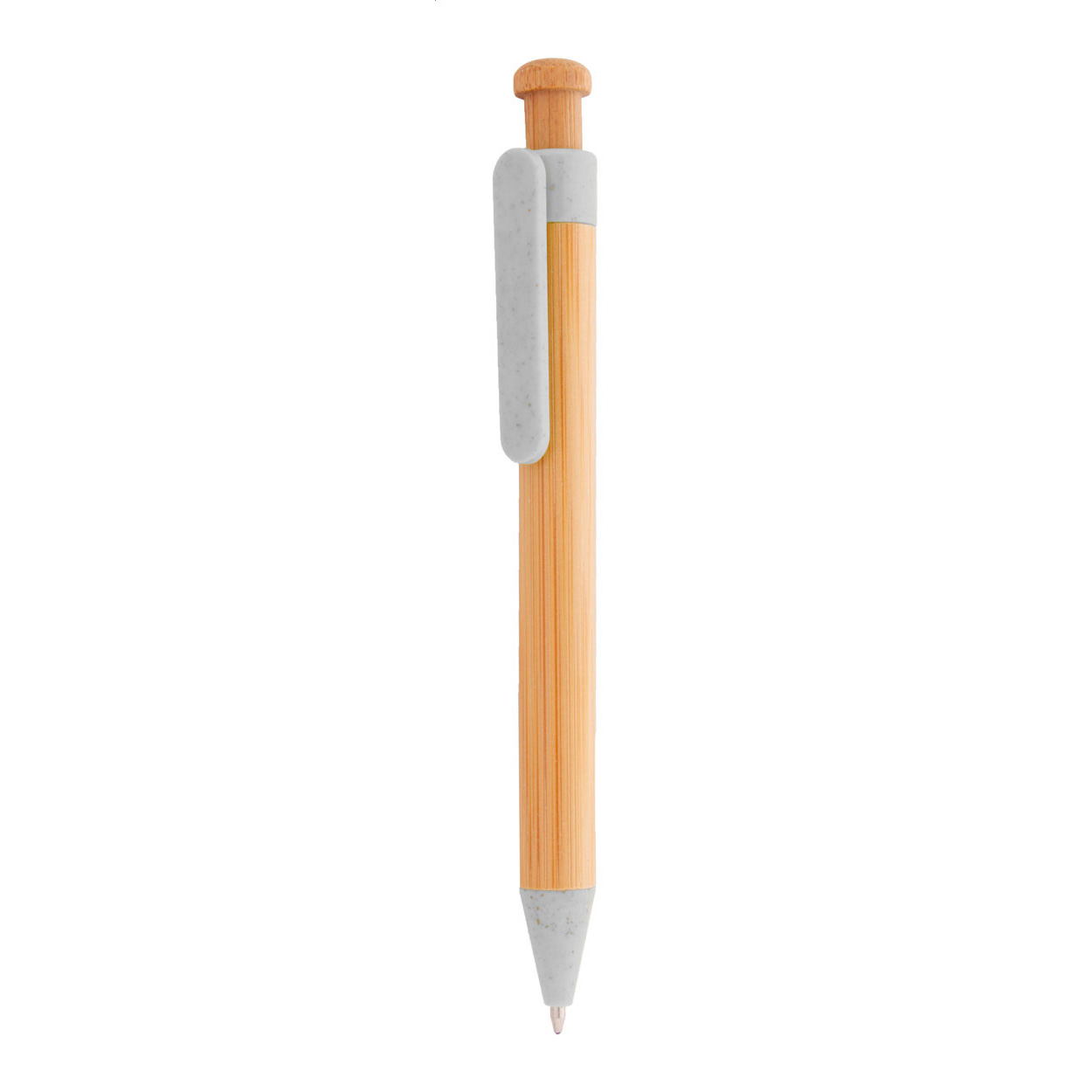 Penna a sfera in bambù con parti in plastica ecologica di paglia di grano — gadget promozionale personalizzabile con il tuo logo