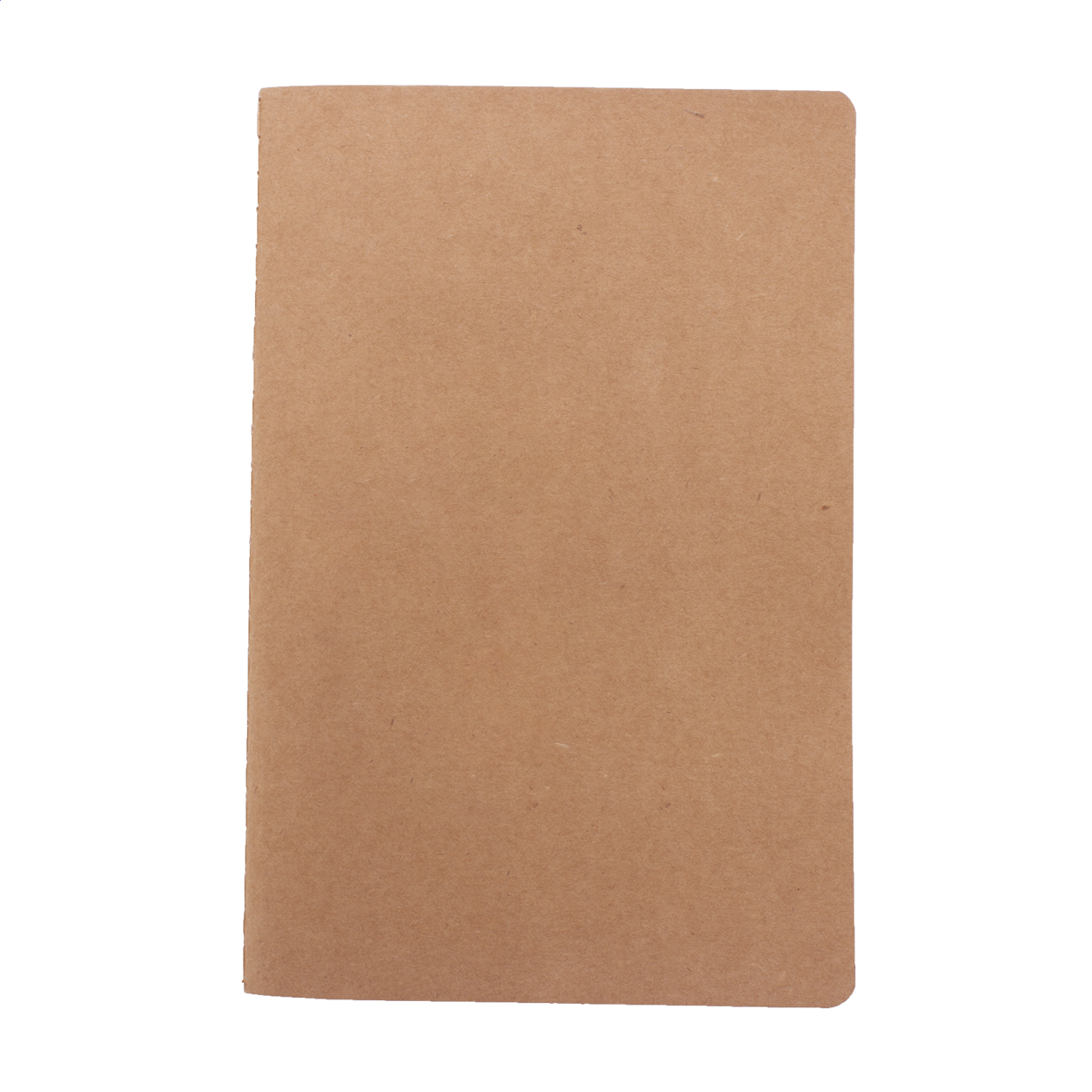 Quaderno formato A5 con copertina in carta riciclata e 60 fogli bianchi in carta kraft riciclata — gadget promozionale personalizzabile con il tuo logo