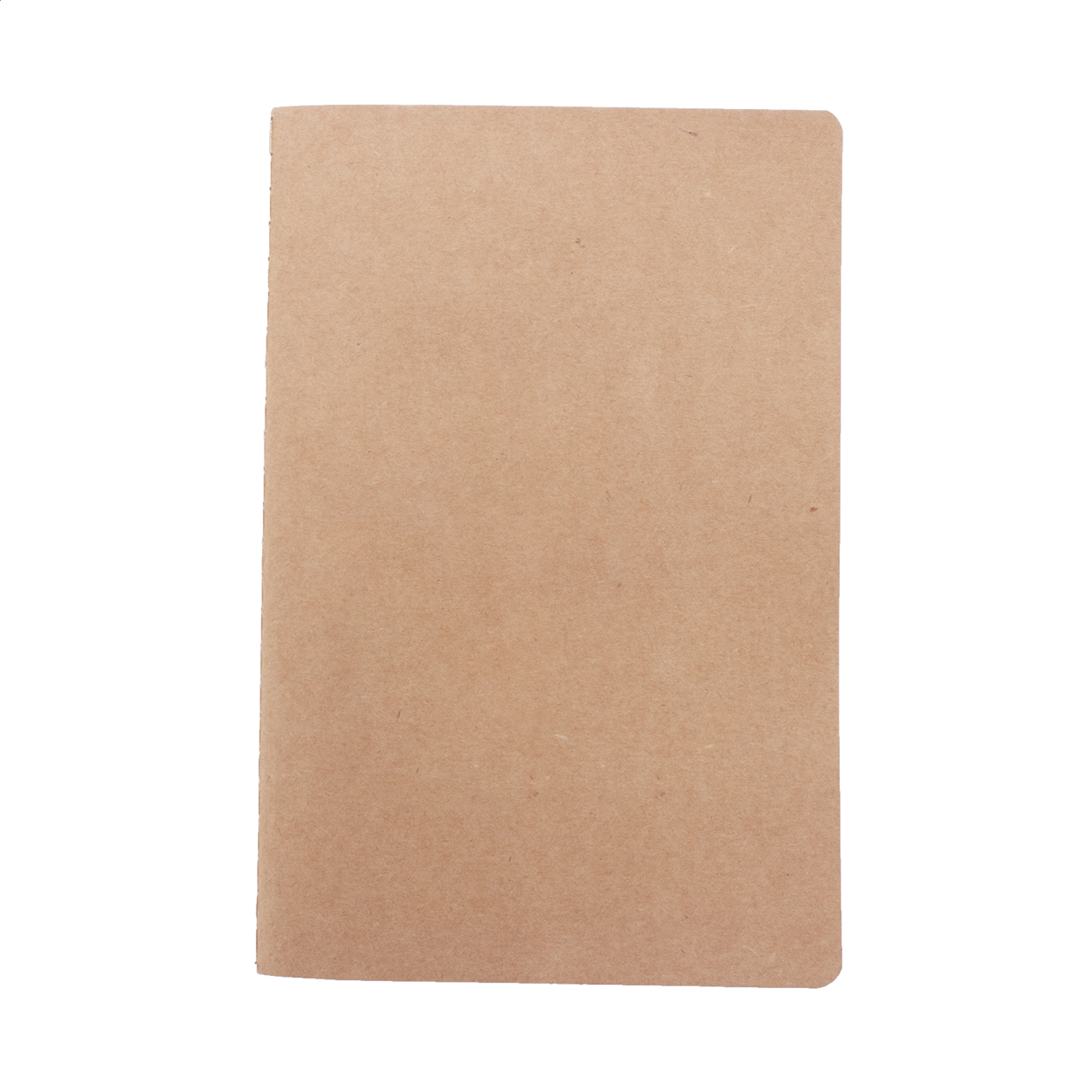 Quaderno formato A6 con copertina in carta riciclata e 60 fogli bianchi in carta kraft riciclata — gadget promozionale personalizzabile con il tuo logo