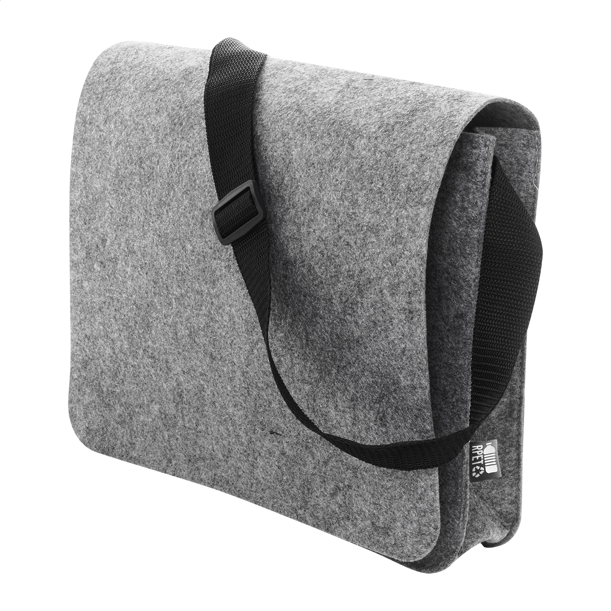 Borsa porta computer in feltro RPET con tracolla regolabile — gadget promozionale personalizzabile con il tuo logo