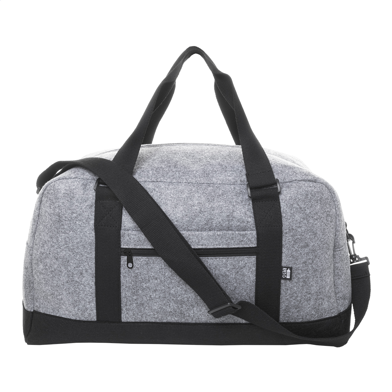 Borsa per notebook in feltro RPET per computer portatili fino a 15”, con scomparto chiuso da cerniera tasca frontale ed etichetta RPET — gadget promozionale personalizzabile con il tuo logo