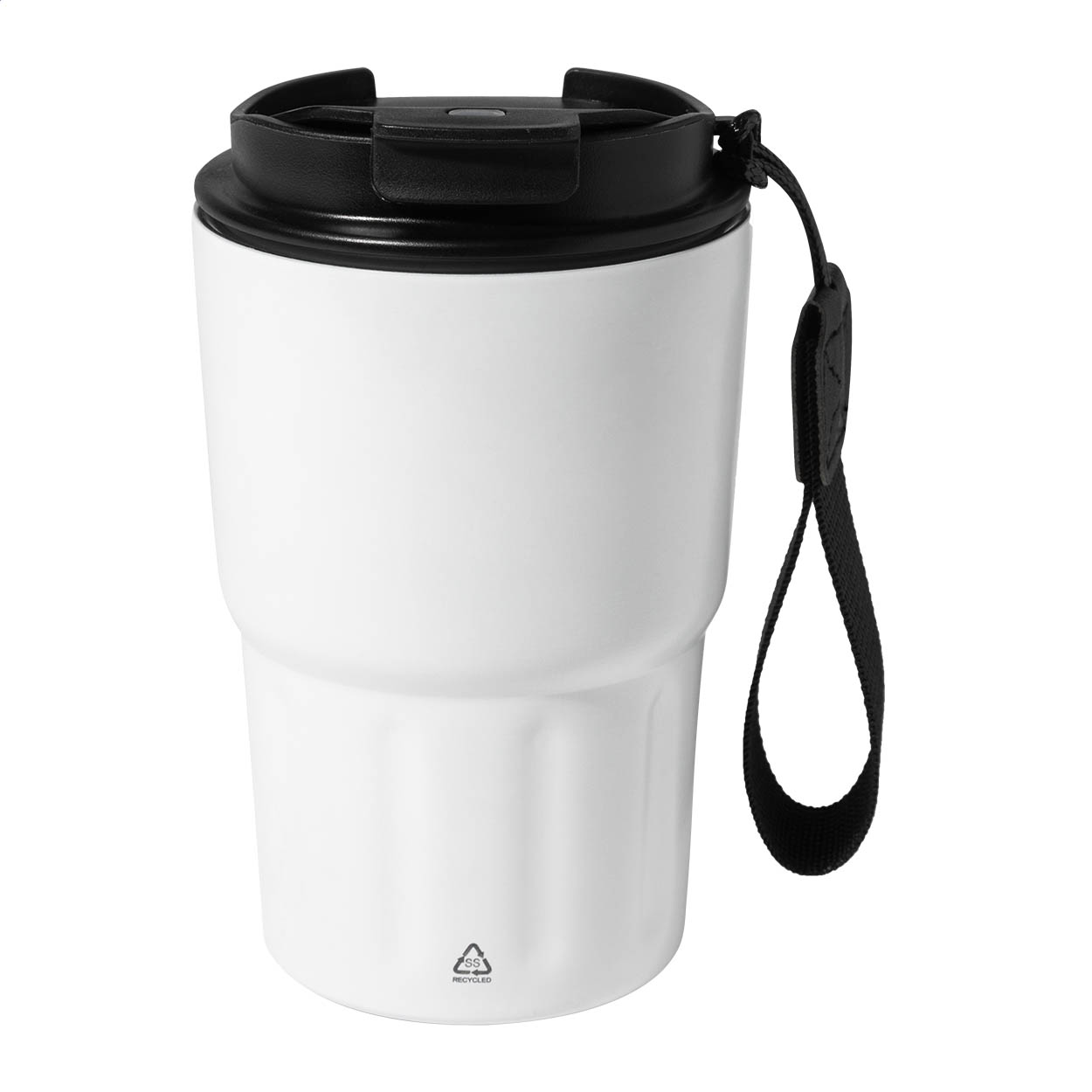 Bicchiere termico in acciaio riciclato — gadget promozionale personalizzabile con il tuo logo