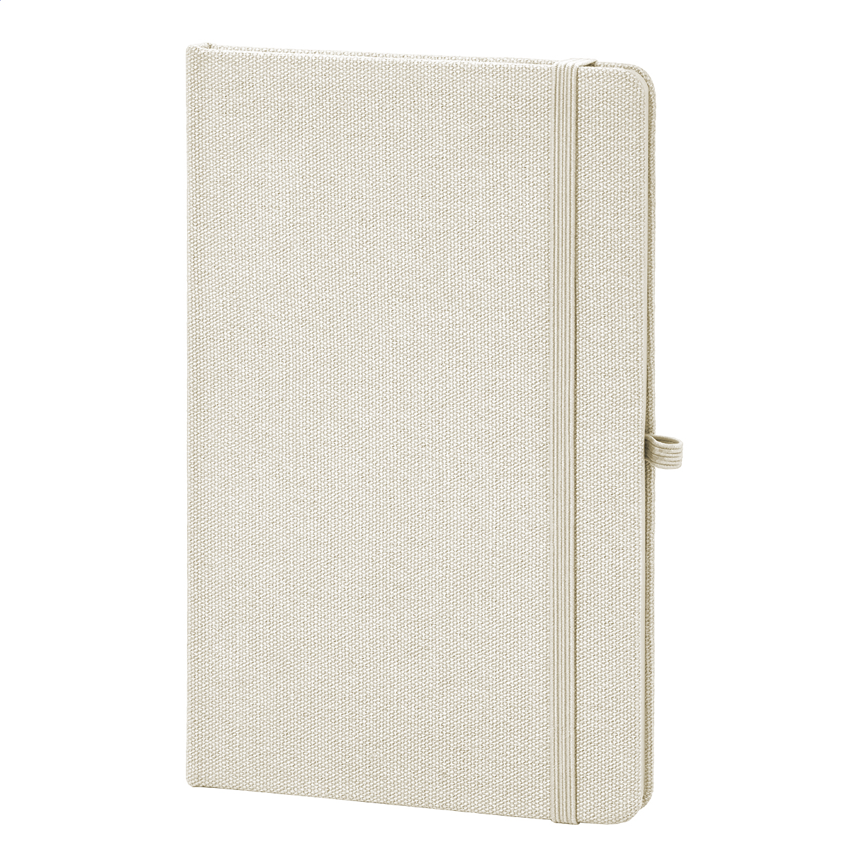Quaderno con copertina in cotone riciclato da 80 fogli in carta riciclata a righe — gadget promozionale personalizzabile con il tuo logo