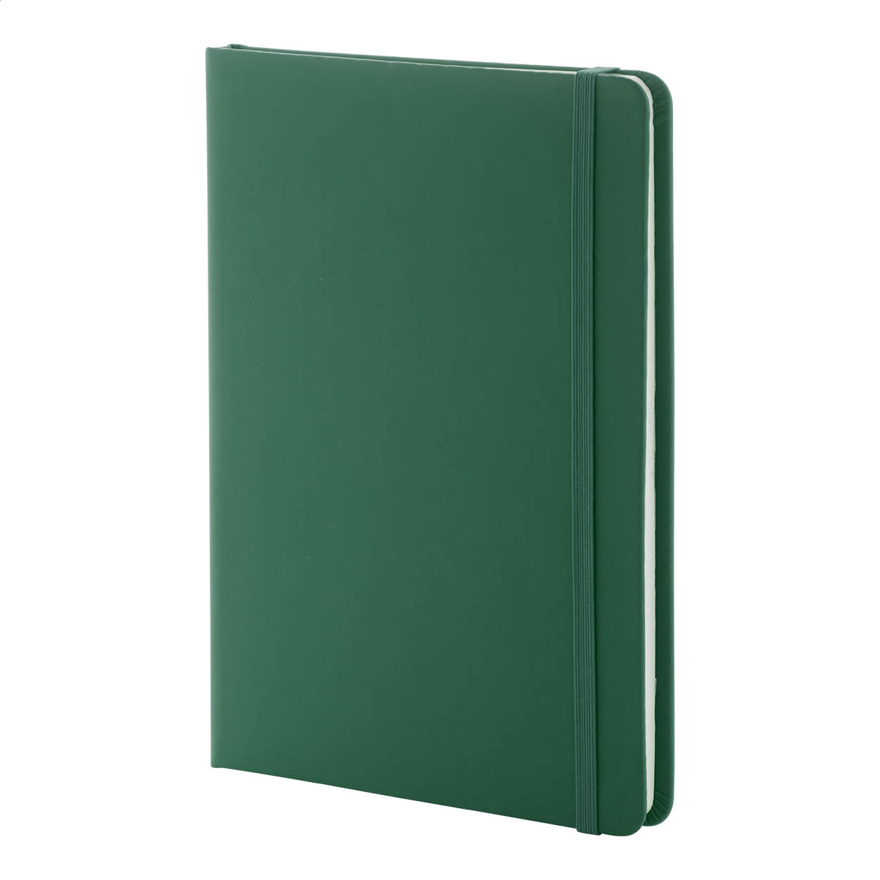Quaderno con copertina in PU riciclato da 100 fogli in carta riciclata a righe — gadget promozionale personalizzabile con il tuo logo