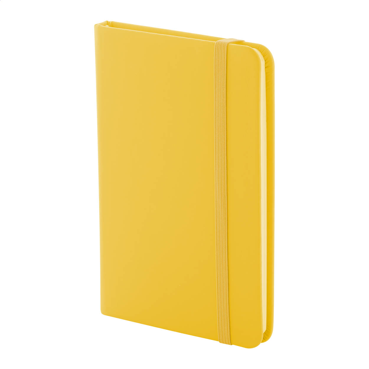 Quaderno con copertina in PU riciclato da 100 fogli in carta riciclata a righe — gadget promozionale personalizzabile con il tuo logo