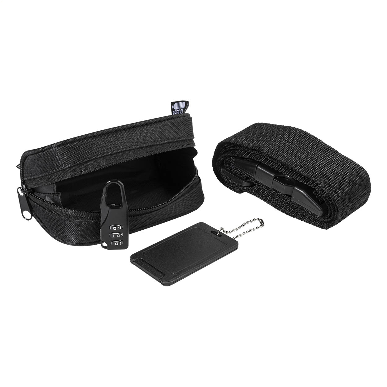 Set da viaggio in RPET — gadget promozionale personalizzabile con il tuo logo