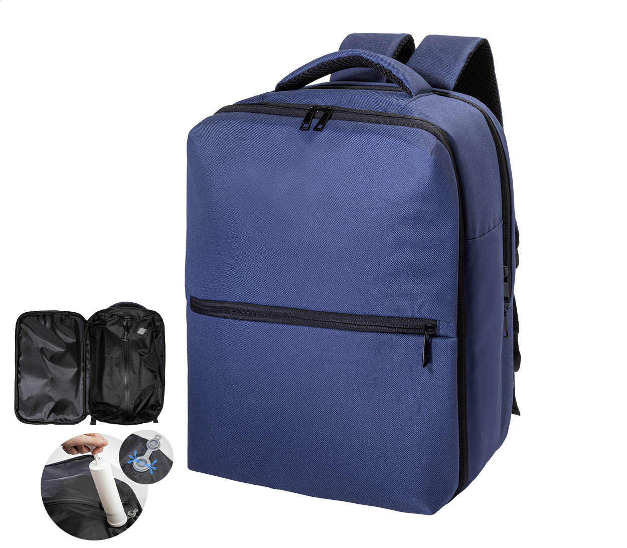 Zaino in RPET con pompa per sottovuoto — gadget promozionale personalizzabile con il tuo logo