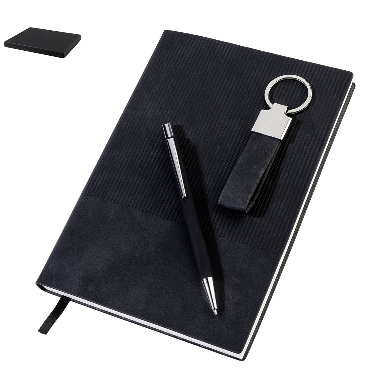 Set regalo da 3 pezzi in confezione regalo di cartoncino — gadget promozionale personalizzabile con il tuo logo