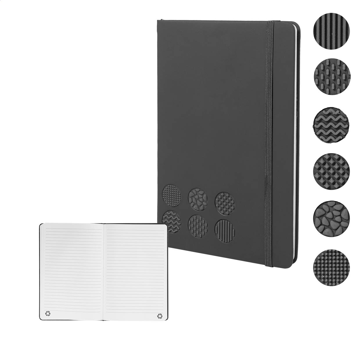 Quaderno in RPU antistress — gadget promozionale personalizzabile con il tuo logo
