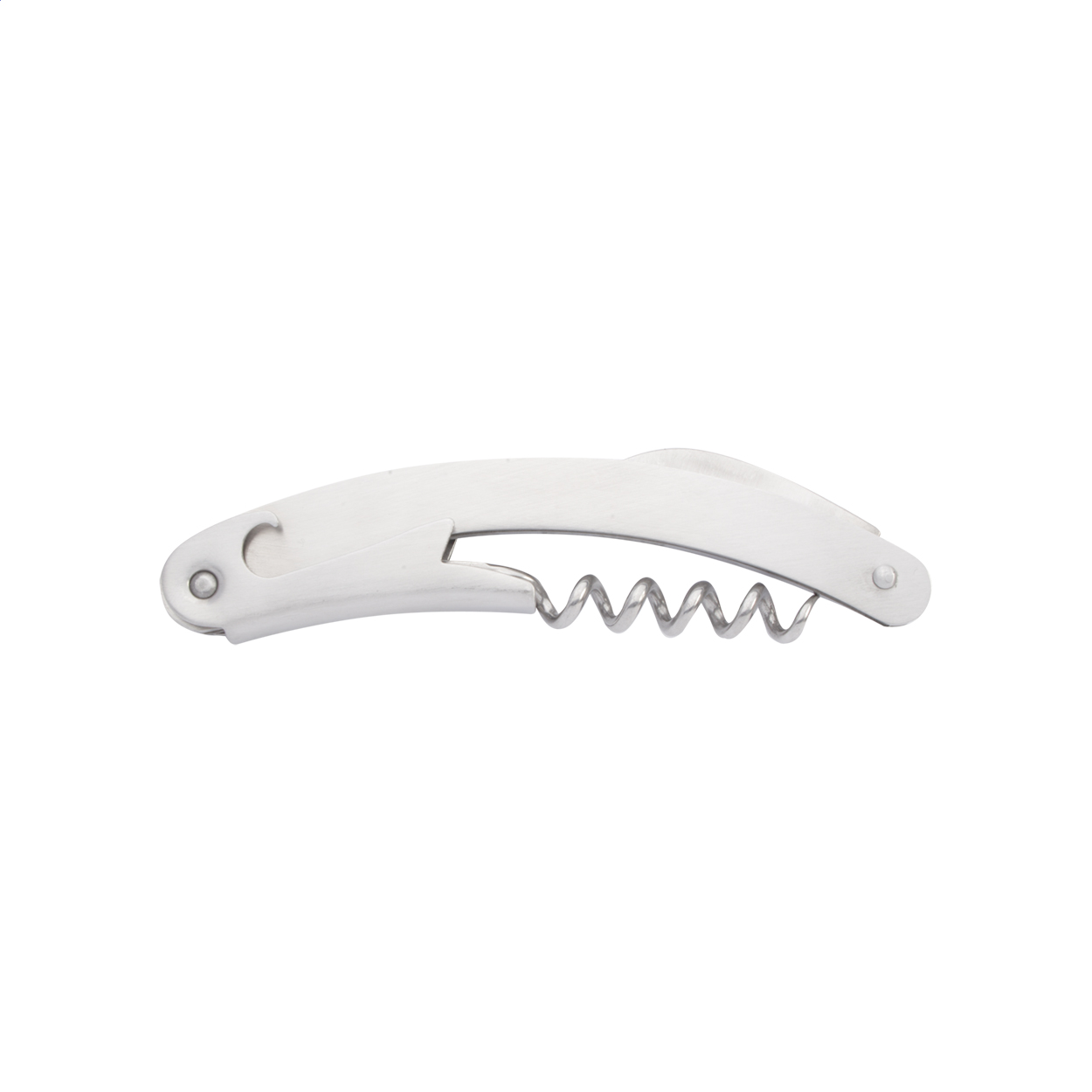 Cavatappi in metallo con apribottiglie e coltellino — gadget promozionale personalizzabile con il tuo logo