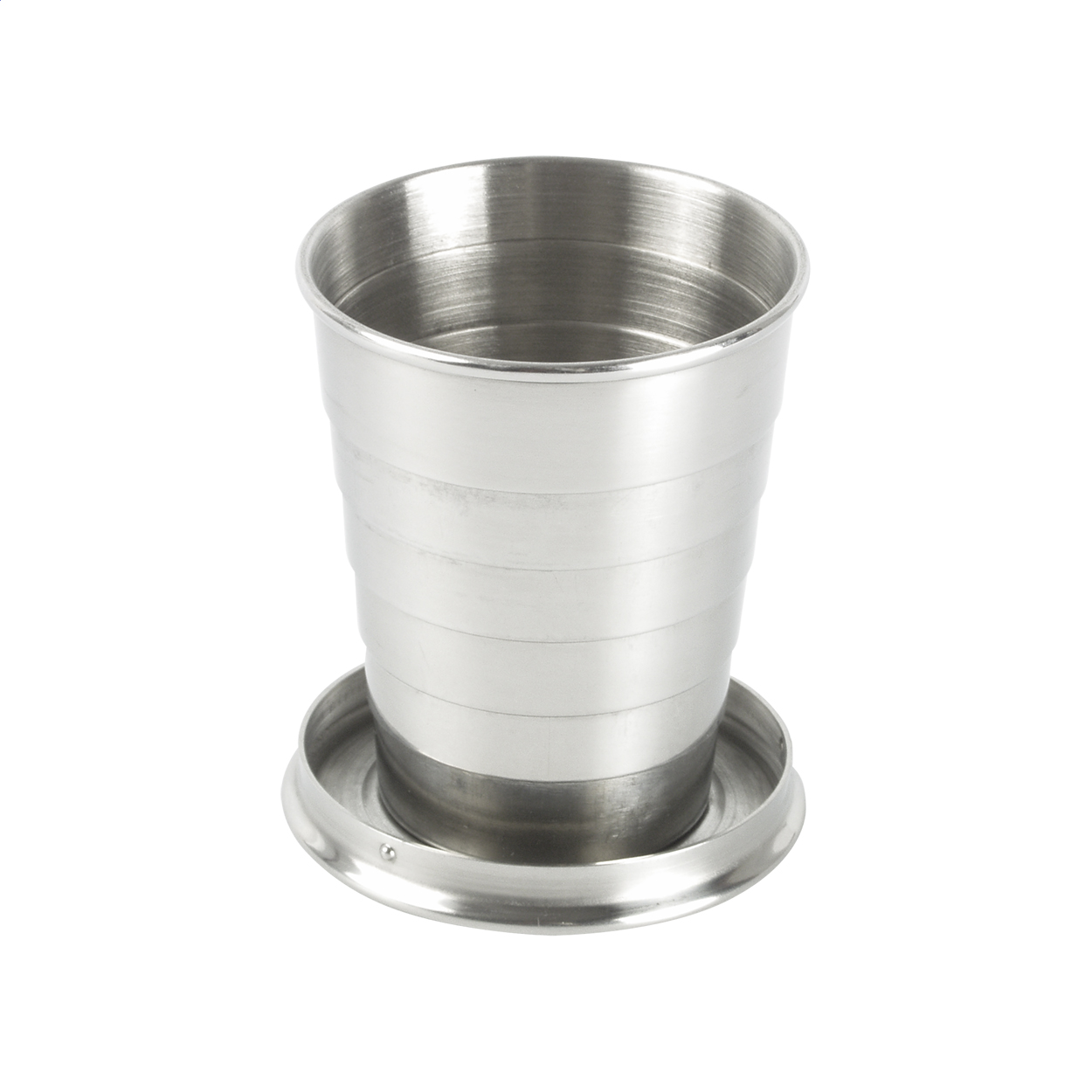 Bicchiere pieghevole in acciaio, 70 ml — gadget promozionale personalizzabile con il tuo logo