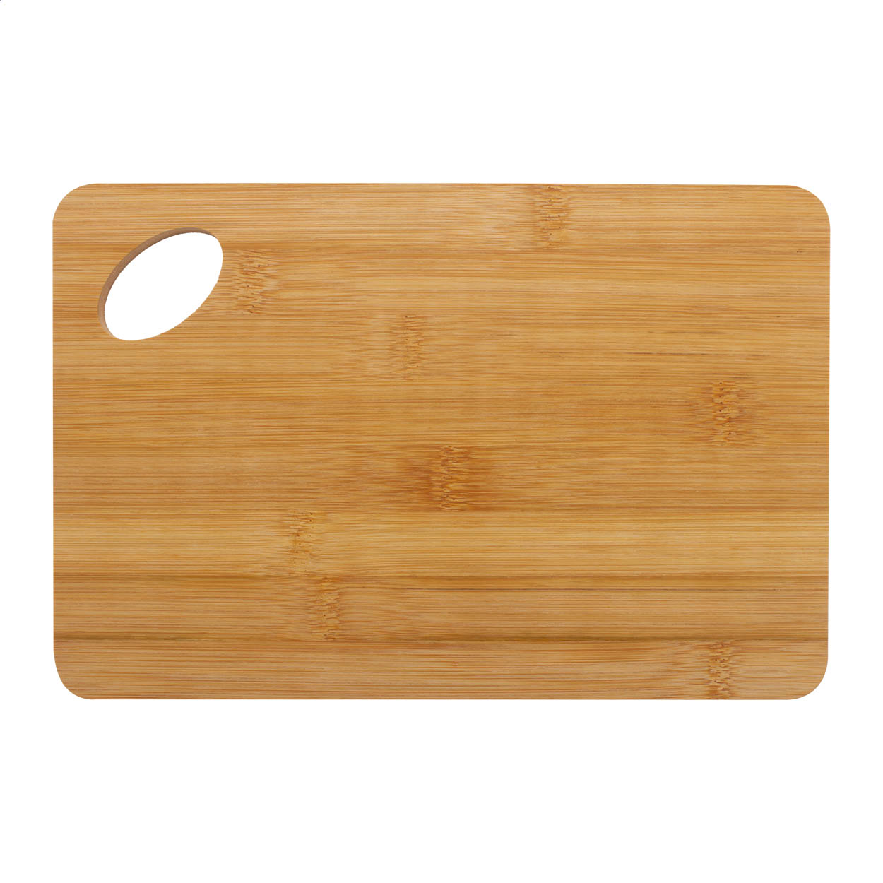 Tagliere in bambù con foro fustellato — gadget promozionale personalizzabile con il tuo logo