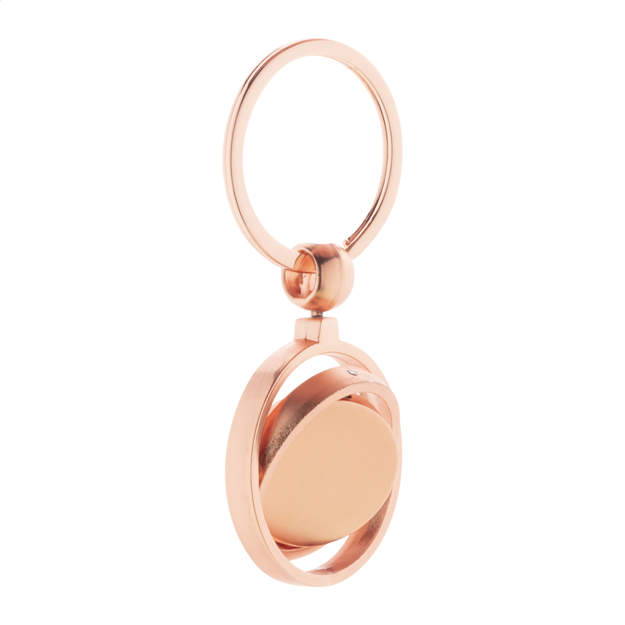 Portachiavi in metallo con finitura dorata e parte interna ruotabile — gadget promozionale personalizzabile con il tuo logo