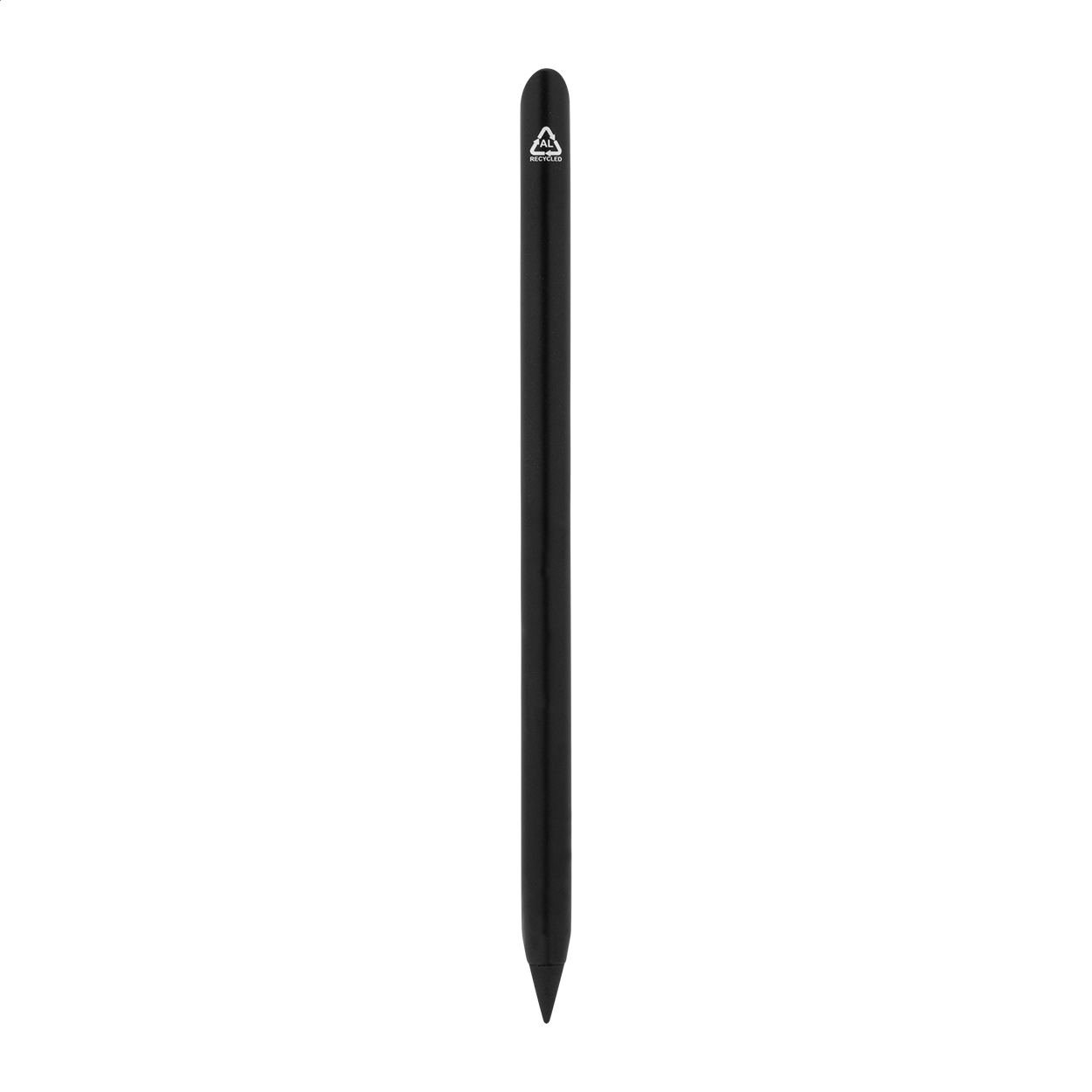 Penna senza inchiostro in alluminio riciclato con punta in lega metallica che ossida la carta — gadget promozionale personalizzabile con il tuo logo