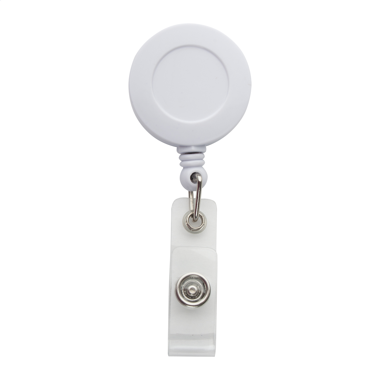 Porta pass telescopico con chiusura a pressione e clip in metallo — gadget promozionale personalizzabile con il tuo logo