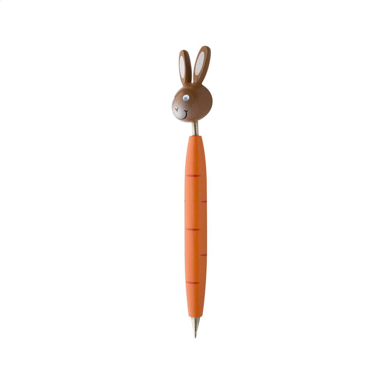 Penna a sfera in legno colorata con figura animale e refill blu — gadget promozionale personalizzabile con il tuo logo
