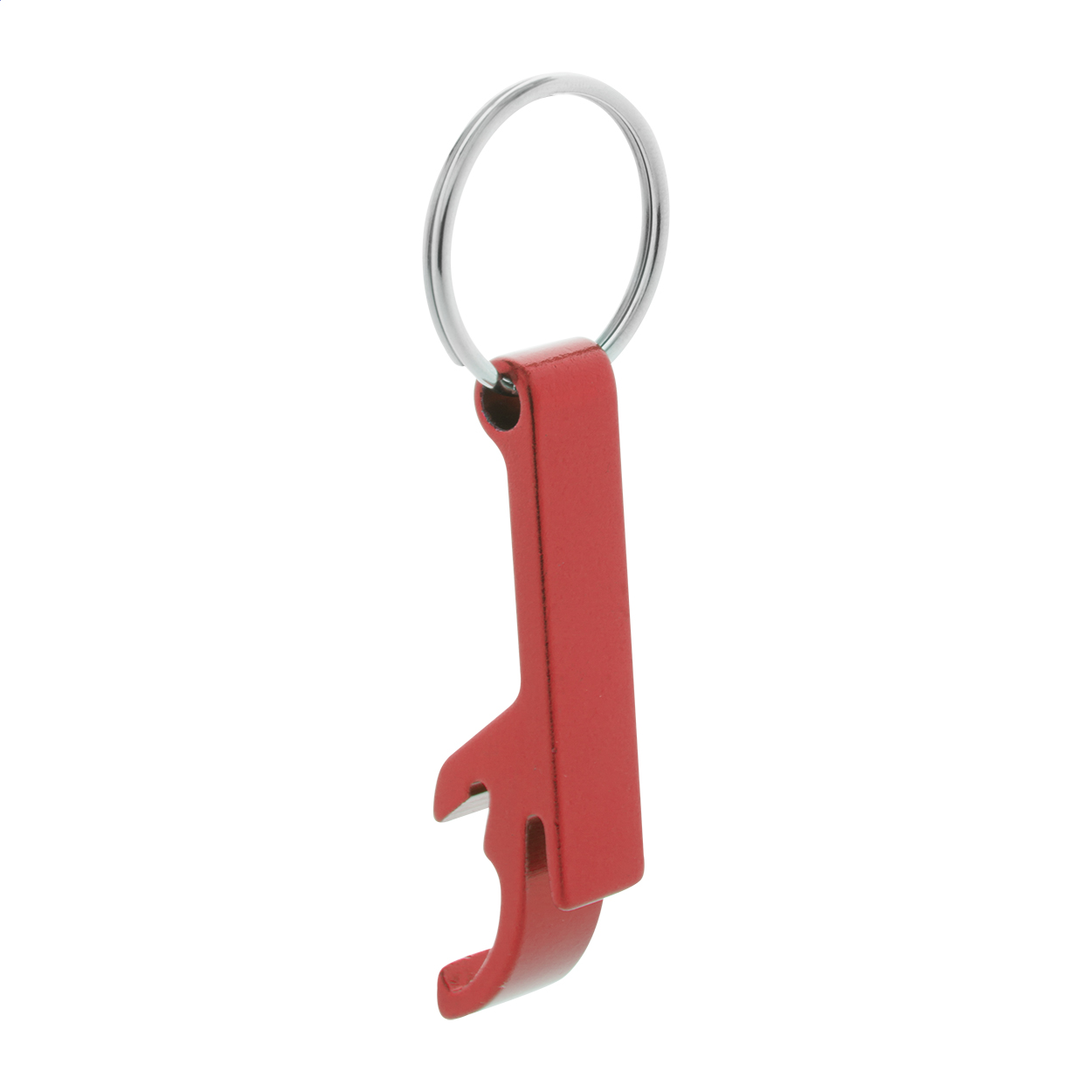 Apribottiglie in alluminio con anello portachiavi — gadget promozionale personalizzabile con il tuo logo